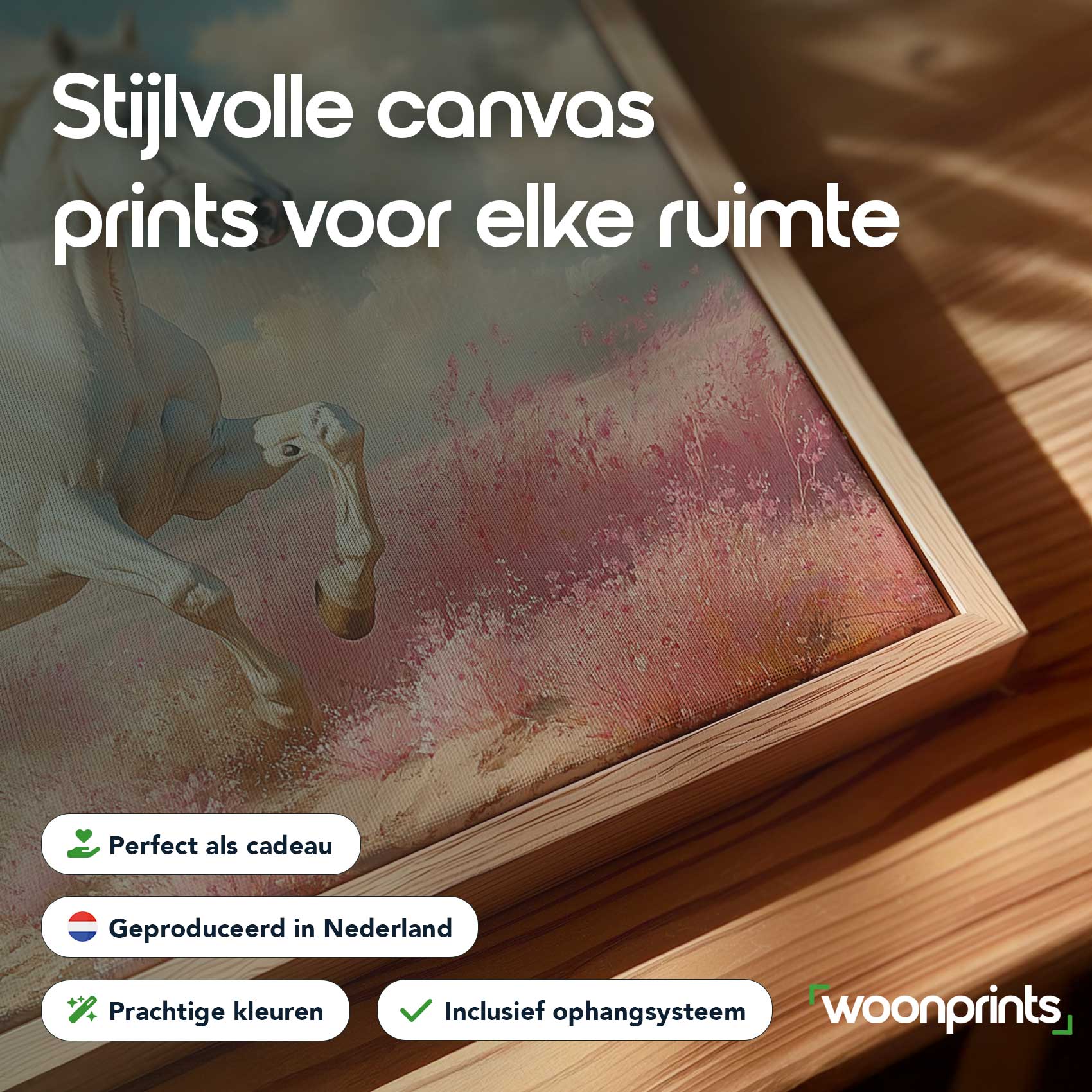 Wit paard in roze bloemen - Afbeelding 4