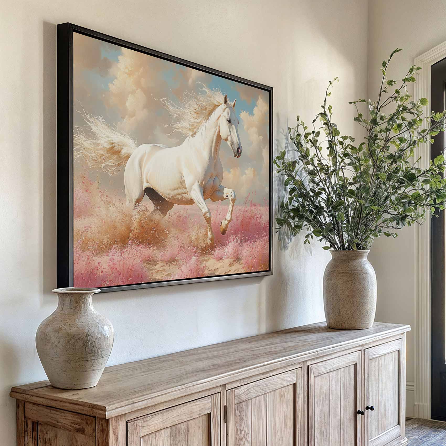 Wit paard in roze bloemen - Afbeelding 6