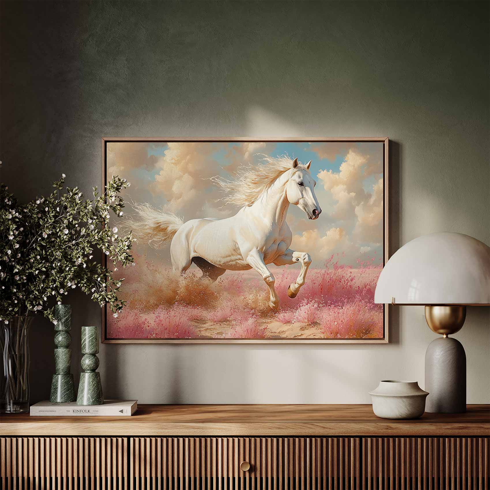 Wit paard in roze bloemen - Afbeelding 7