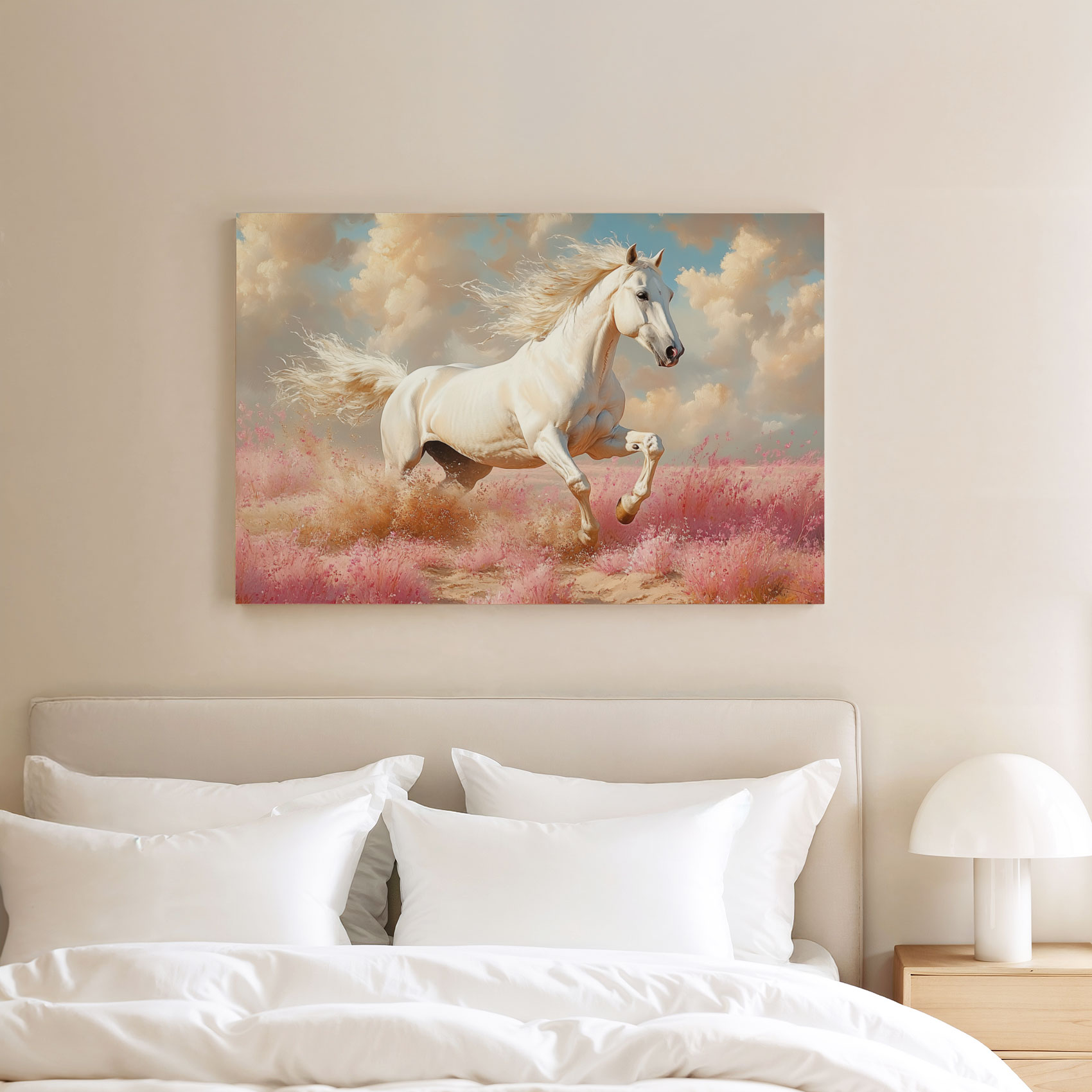 Wit paard in roze bloemen - Afbeelding 8