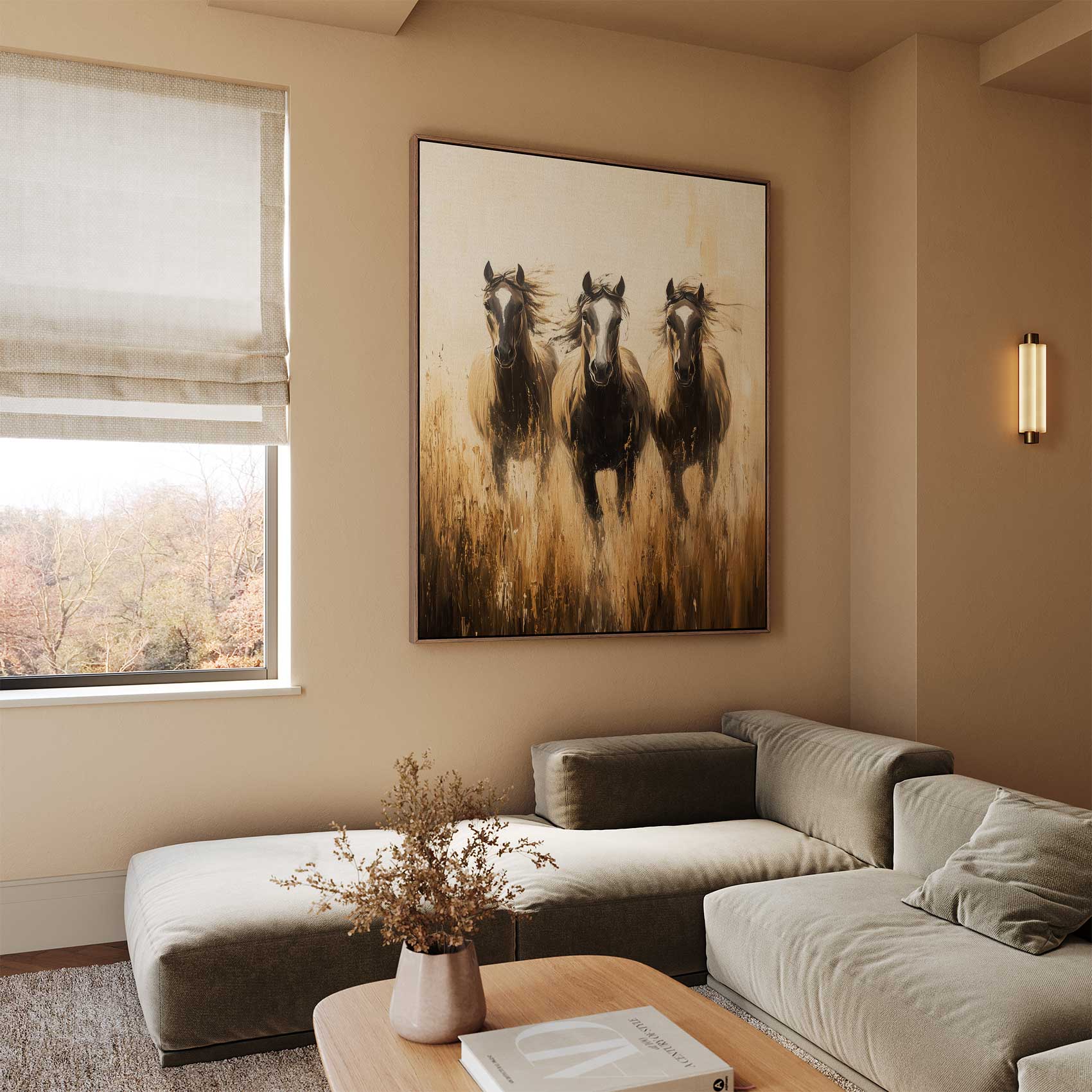 Galloperende paarden in natuur - Afbeelding 2