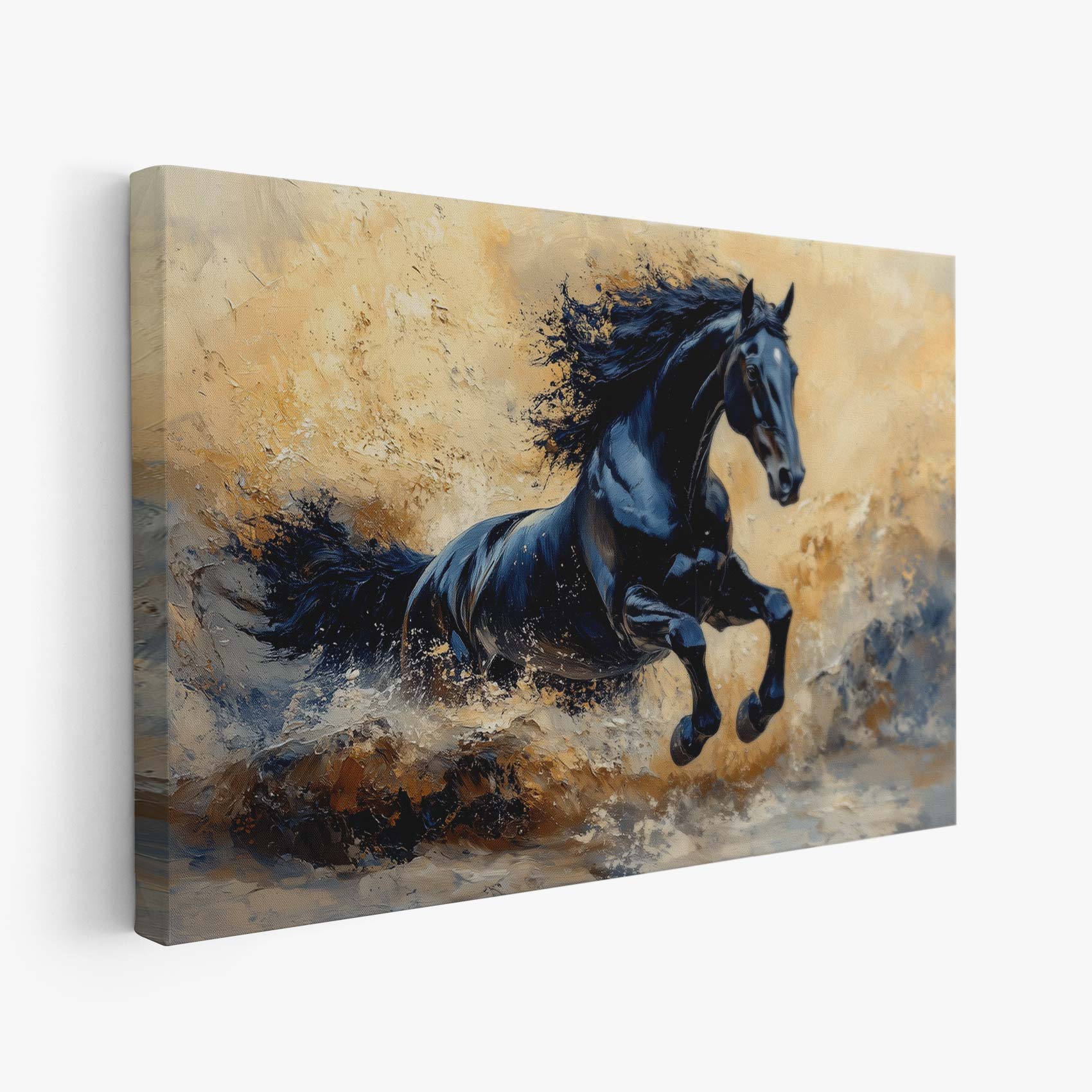 Impressionistische galopperende zwarte paard