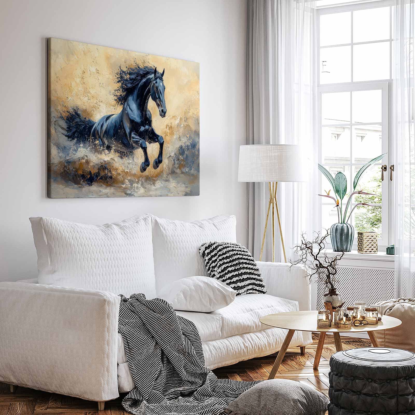 Impressionistische galopperende zwarte paard - Afbeelding 3