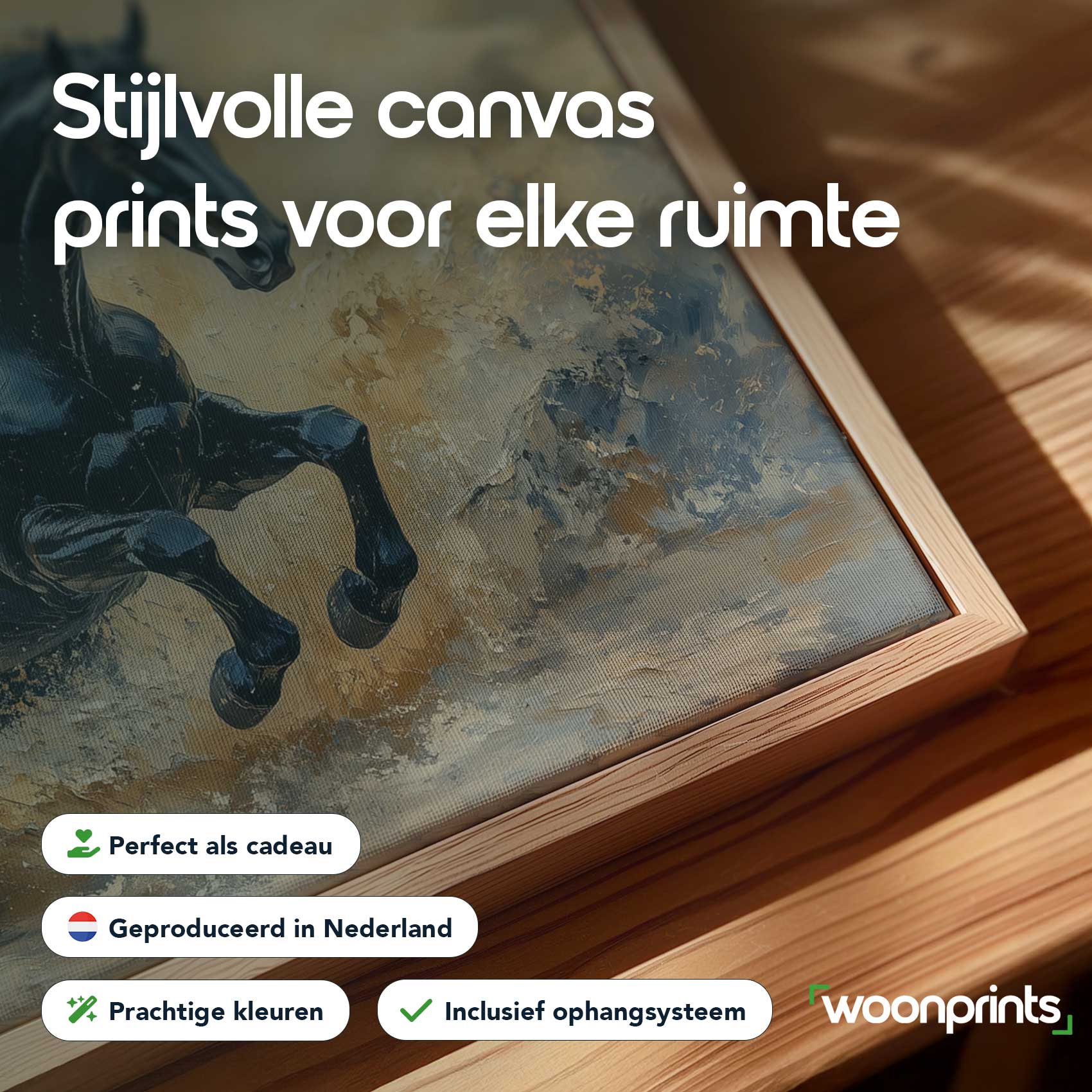 Impressionistische galopperende zwarte paard - Afbeelding 4