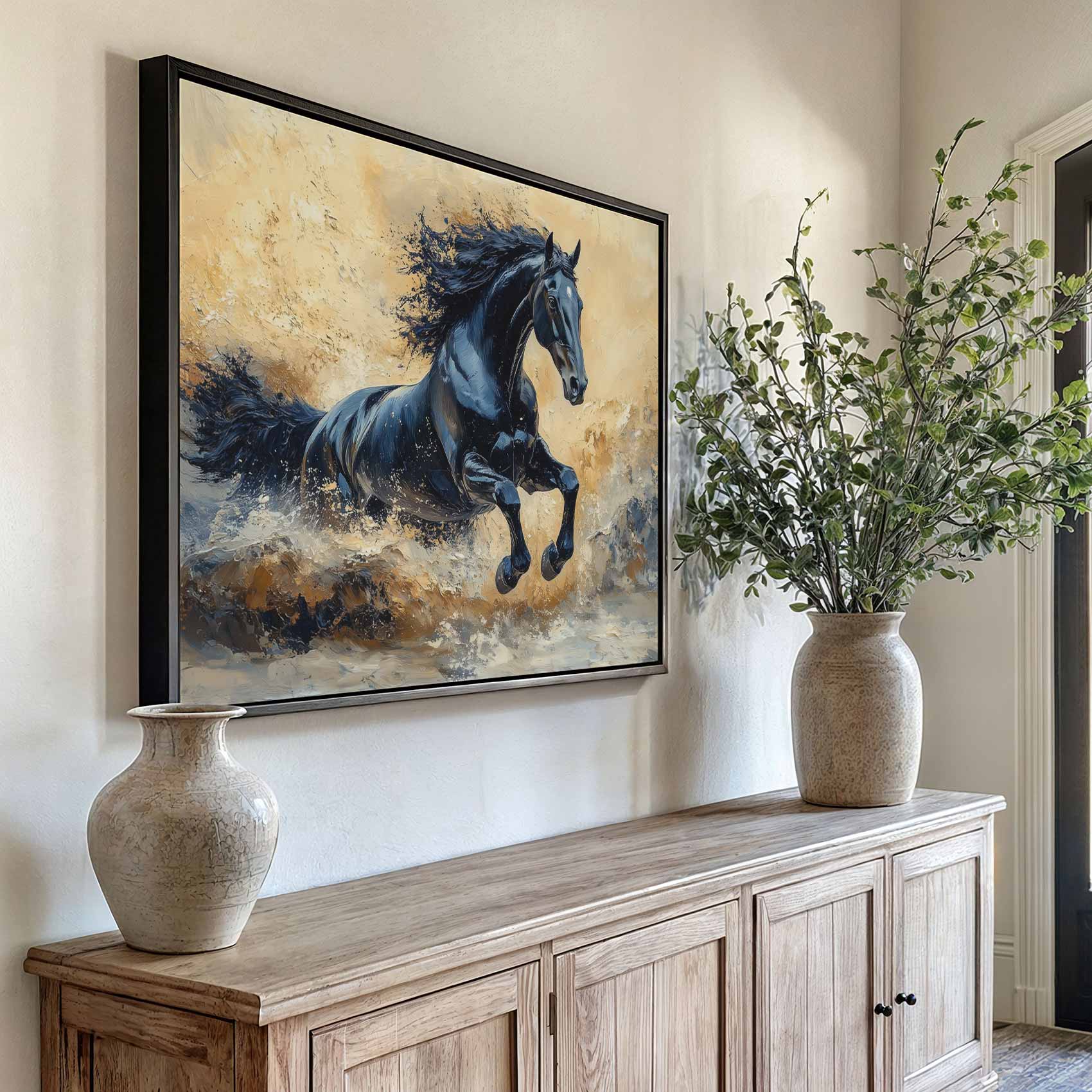 Impressionistische galopperende zwarte paard - Afbeelding 6