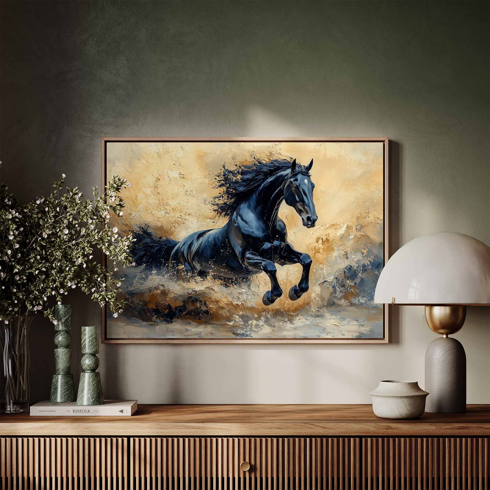 Impressionistische galopperende zwarte paard - Afbeelding 7