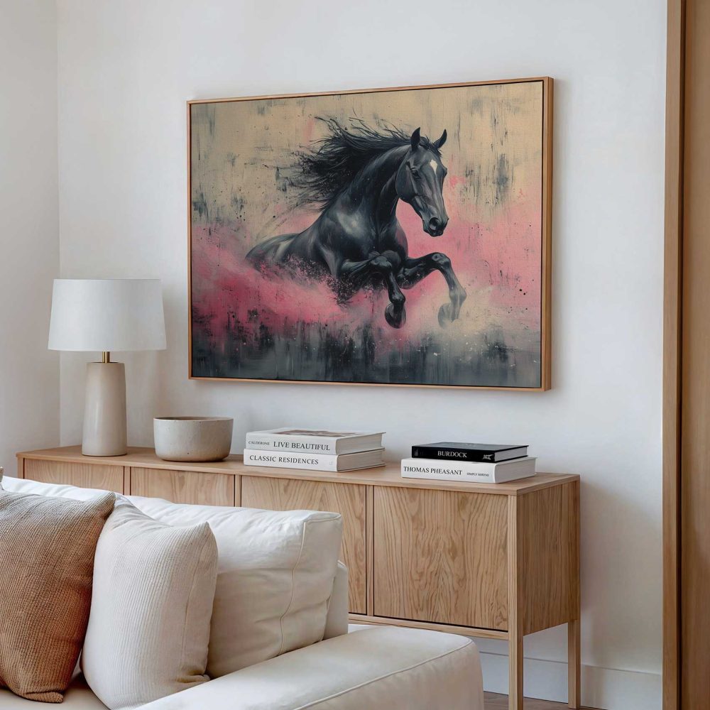 Alternative view of Abstract galopperend zwart paard