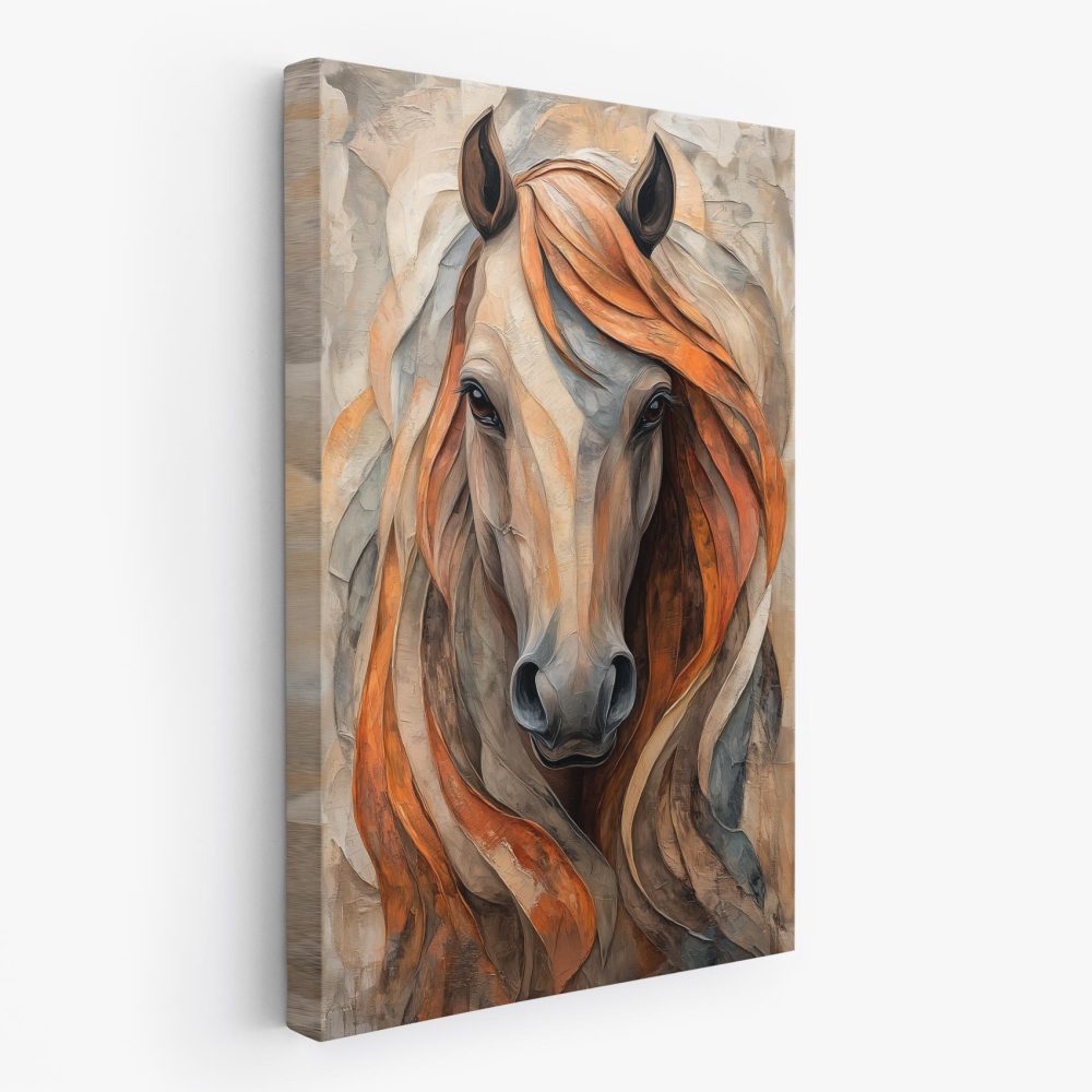 Abstract Paardenportret in Oranje