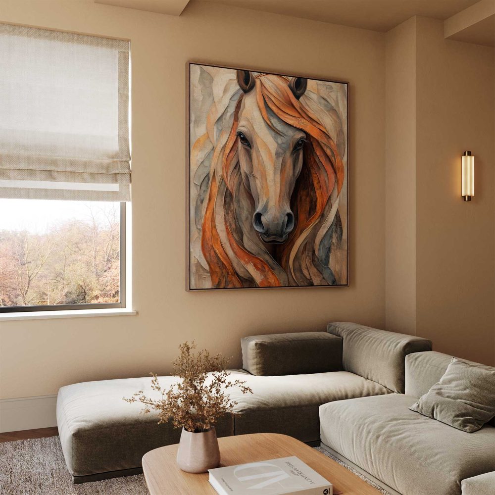 Alternative view of Abstract Paardenportret in Oranje