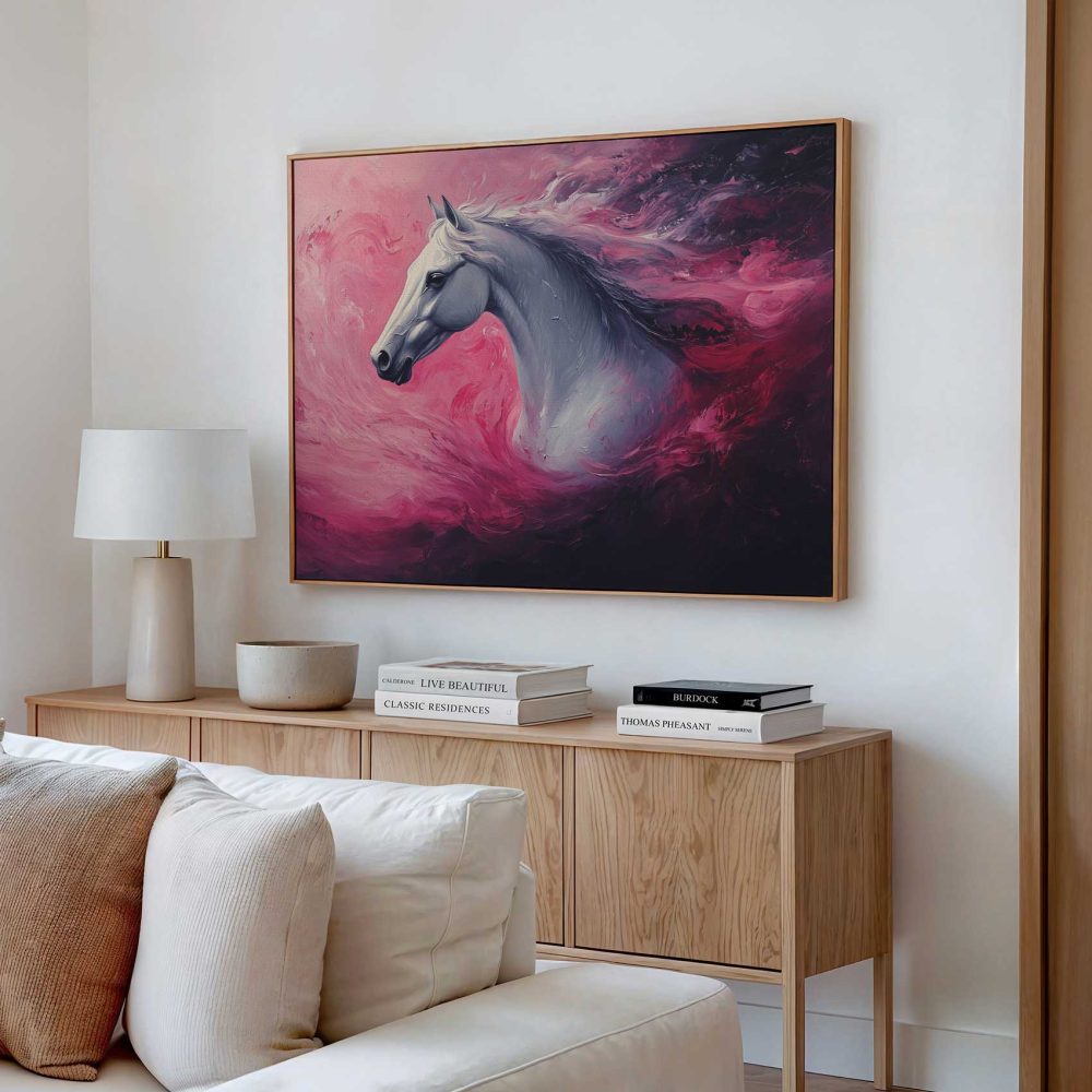 Alternative view of Abstract Wit Paard Schilderij