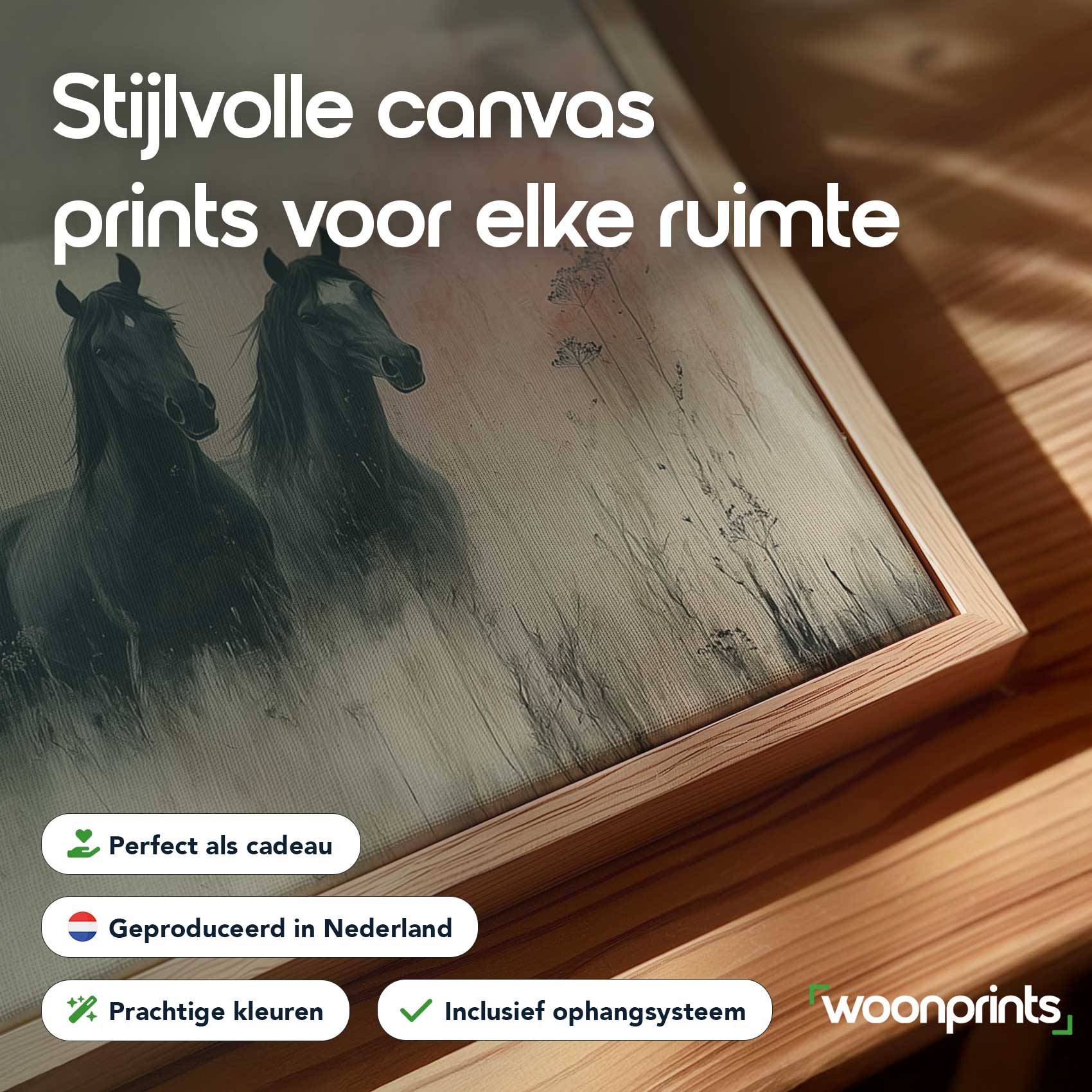 Drie galopperende zwarte paarden - Afbeelding 4