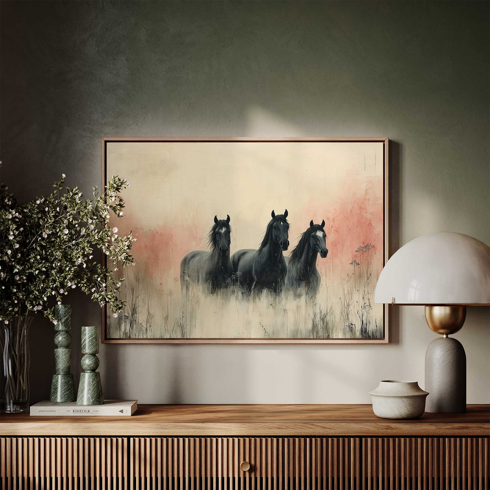 Drie galopperende zwarte paarden - Afbeelding 7