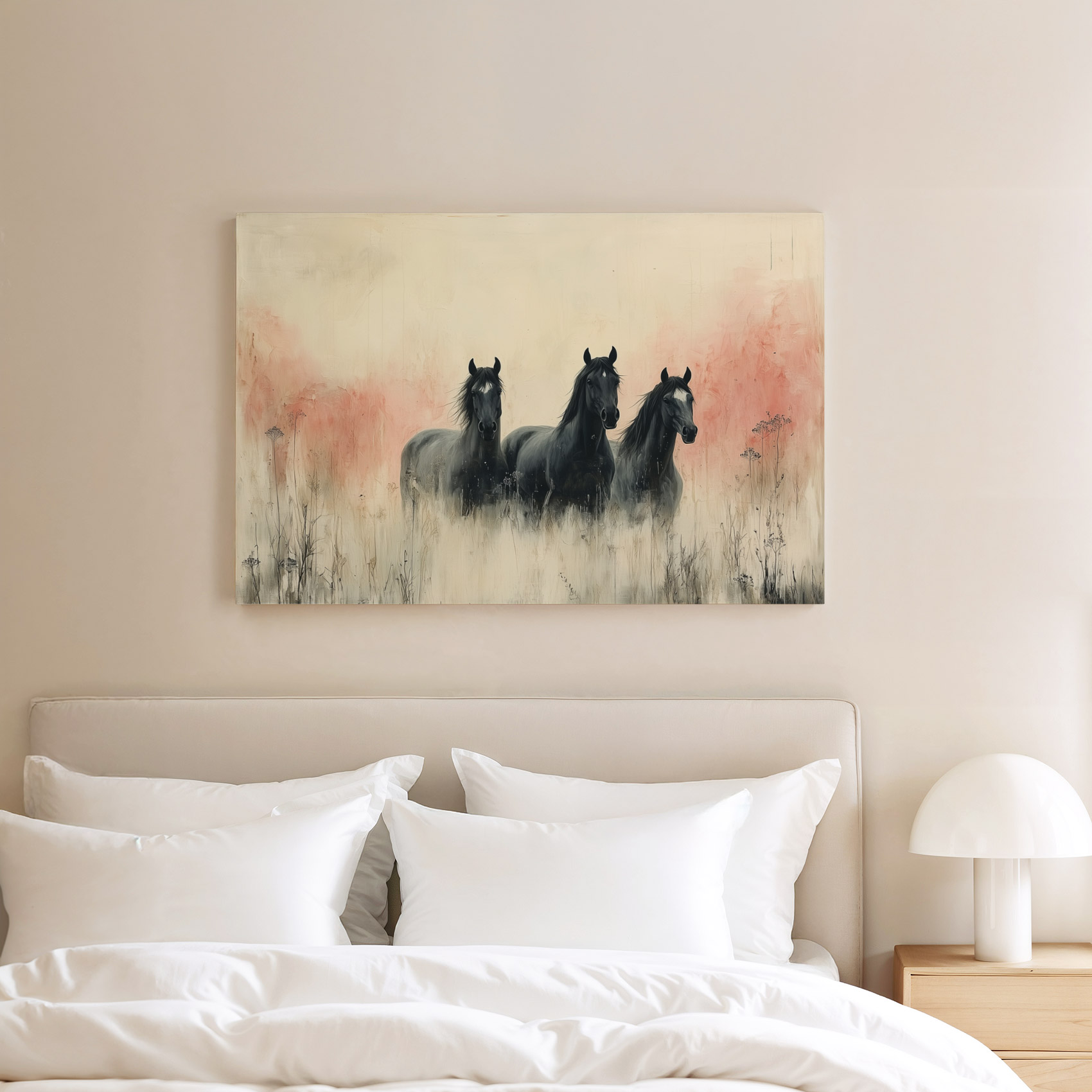 Drie galopperende zwarte paarden - Afbeelding 8