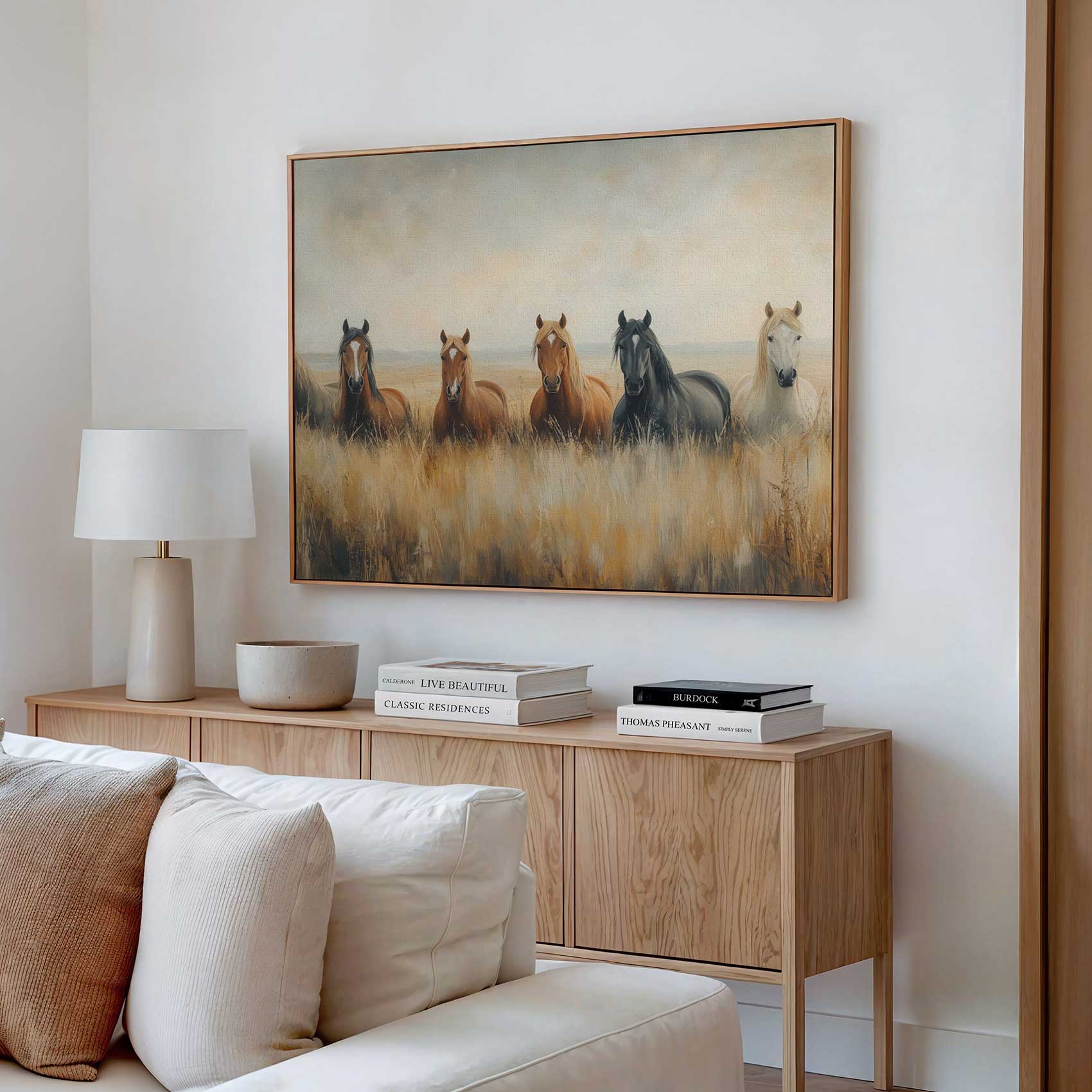 Vredige paarden in gouden gras - Afbeelding 2
