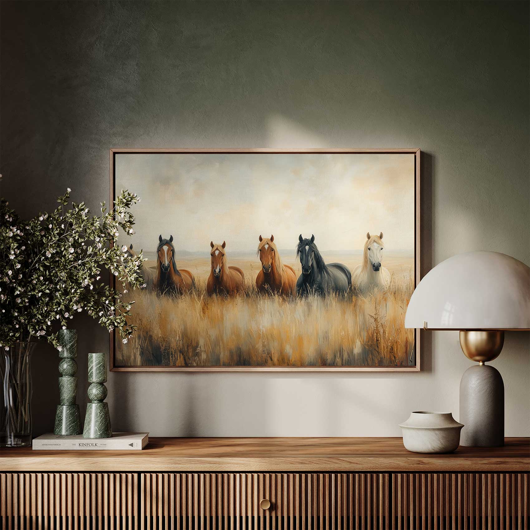 Vredige paarden in gouden gras - Afbeelding 7