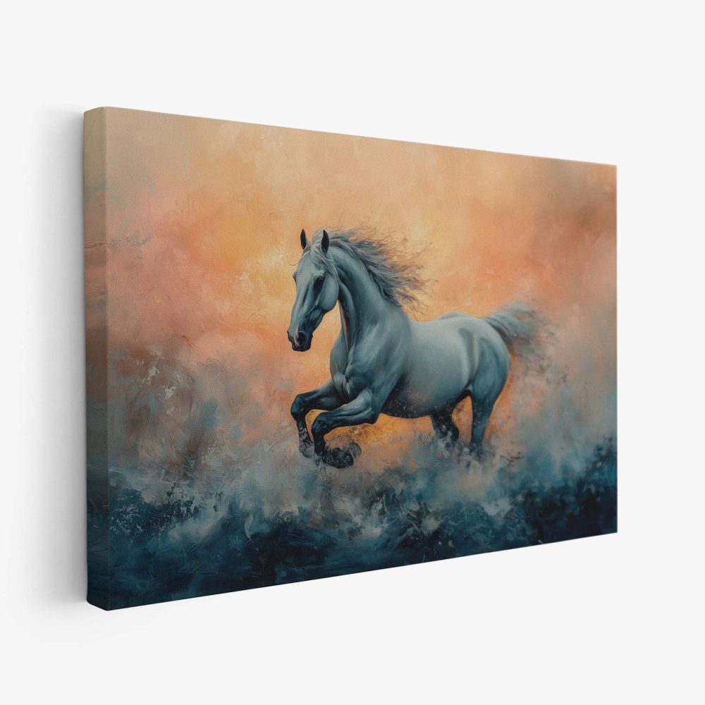 Blauw galopperend paard