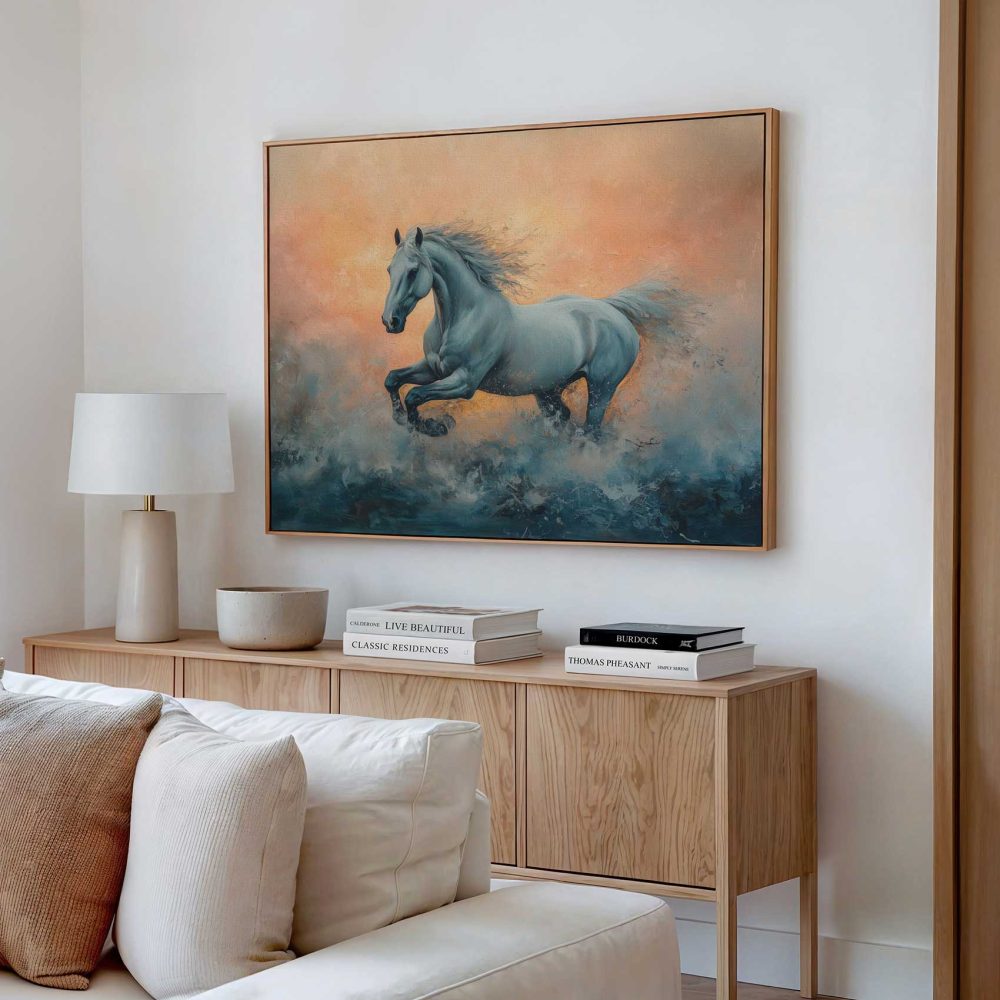 Alternative view of Blauw galopperend paard