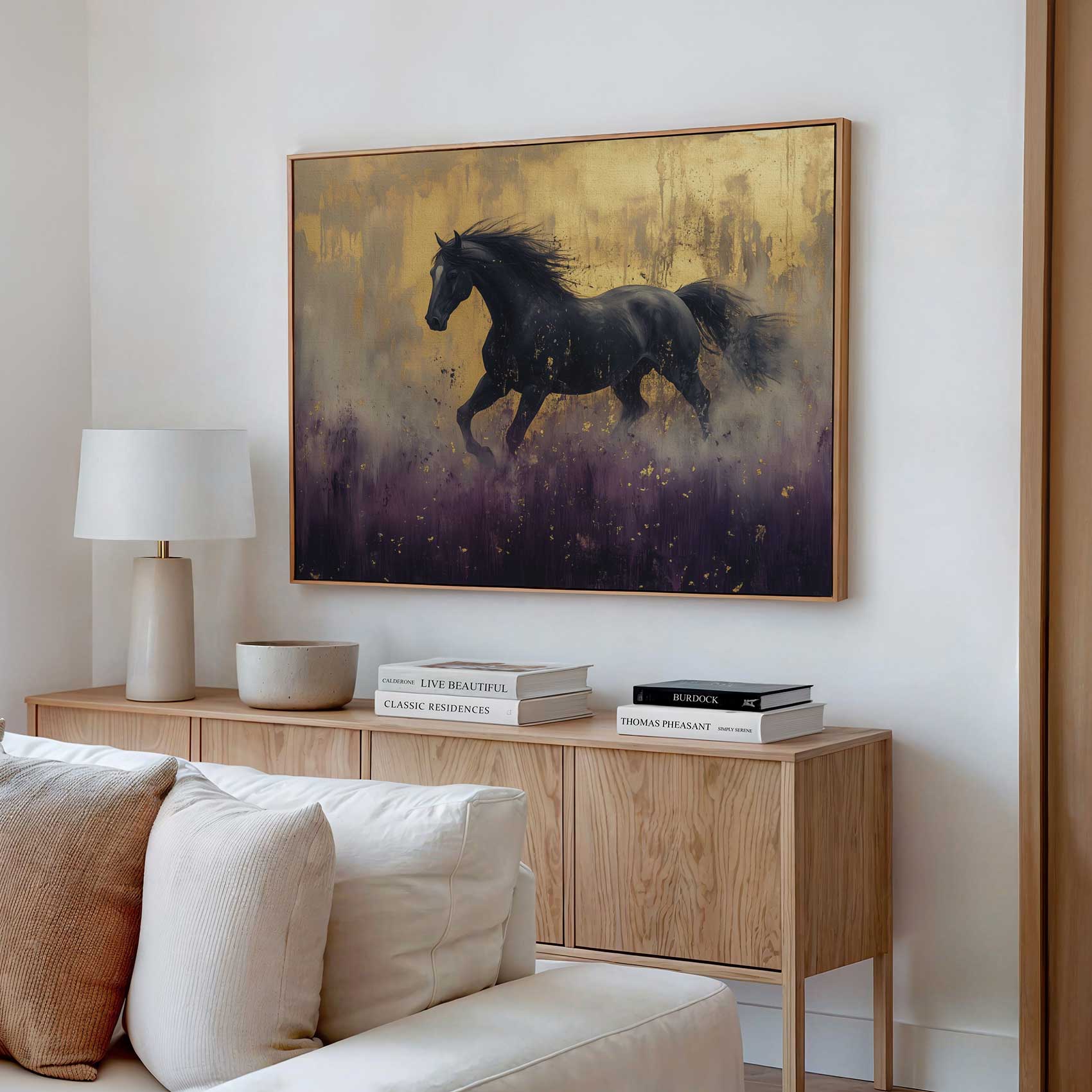 Zwart paard in paarse bloemen - Afbeelding 2