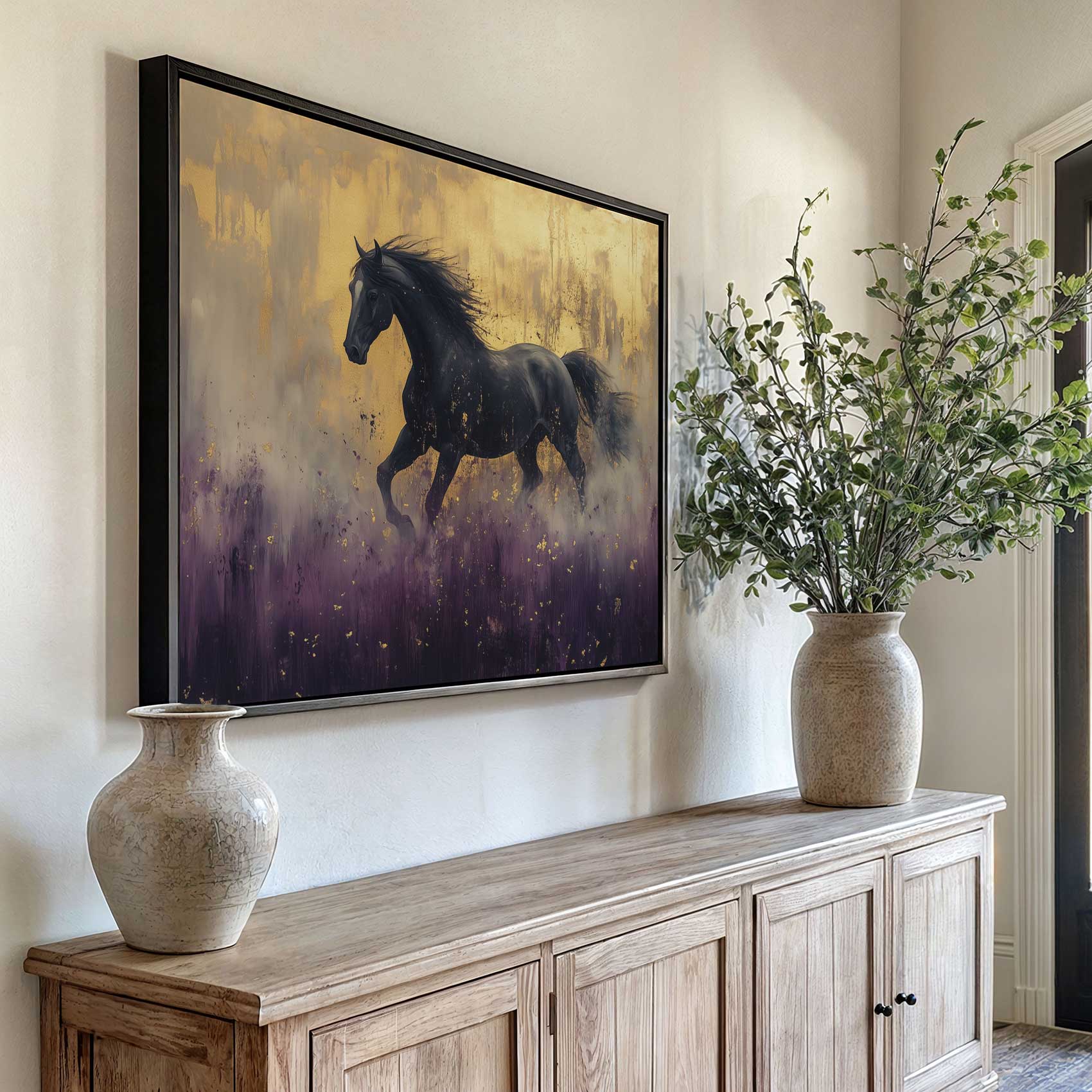 Zwart paard in paarse bloemen - Afbeelding 6