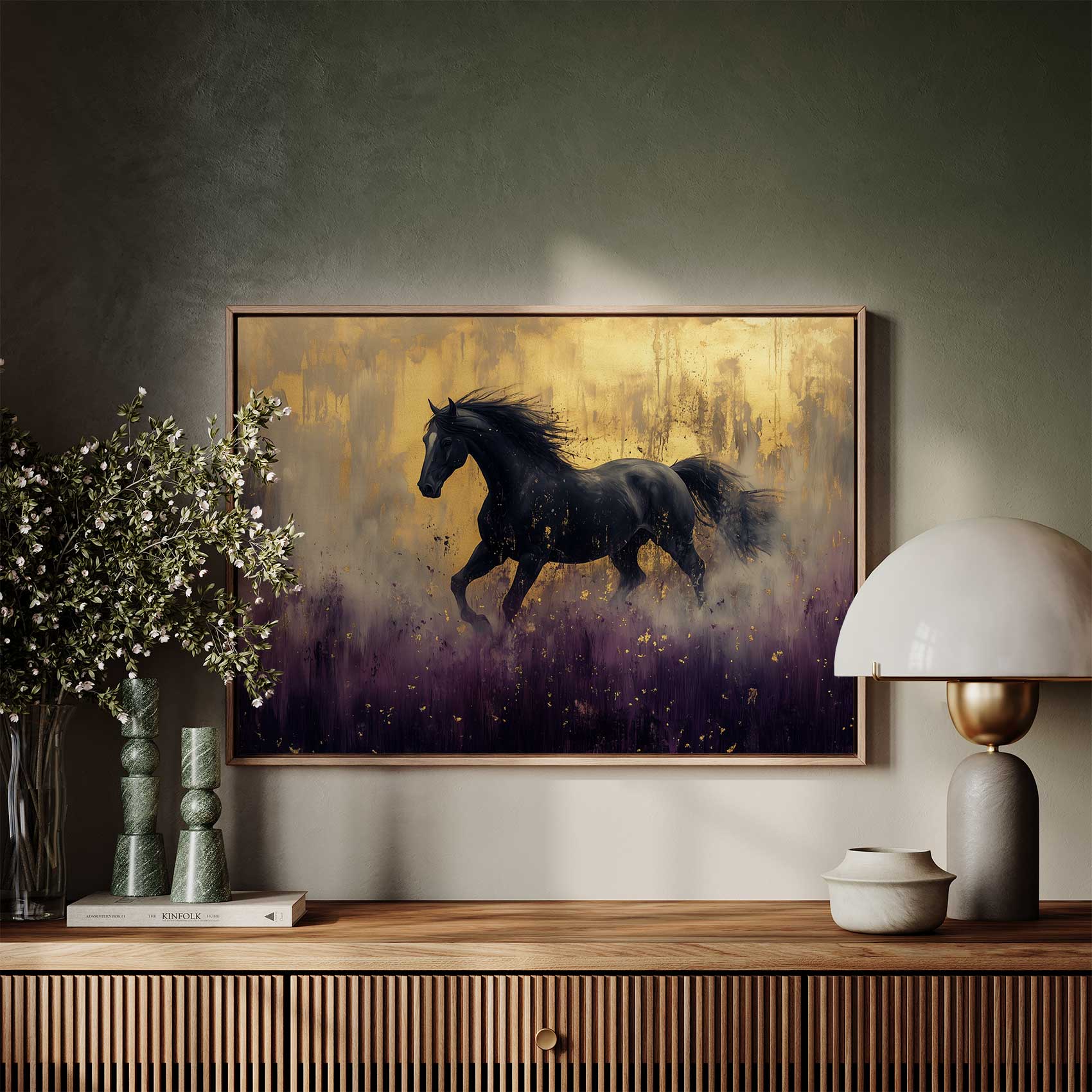 Zwart paard in paarse bloemen - Afbeelding 7