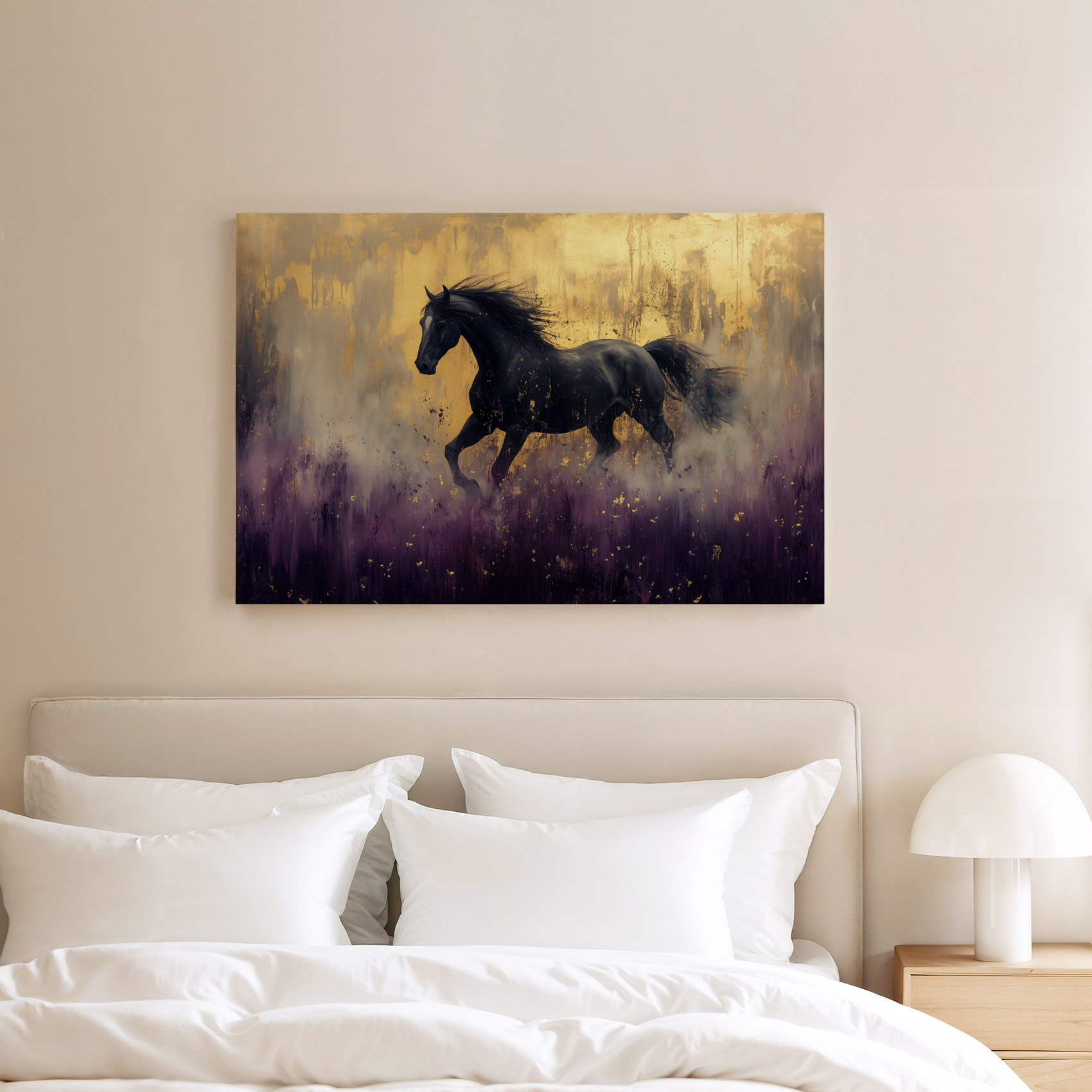 Zwart paard in paarse bloemen - Afbeelding 8