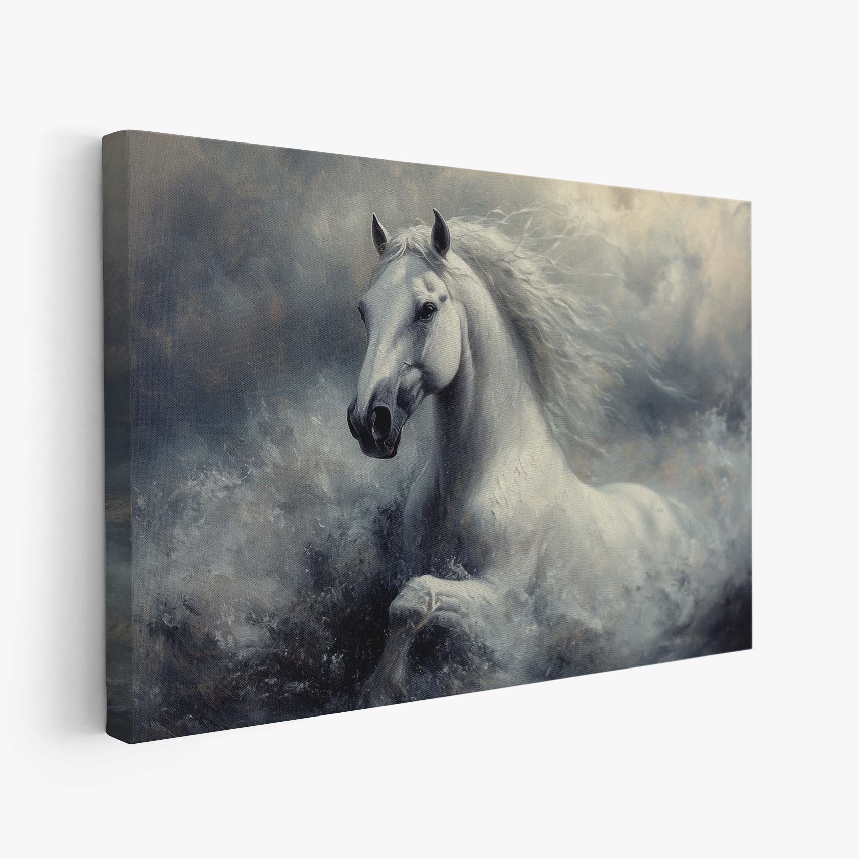 Wit paard in stormzee