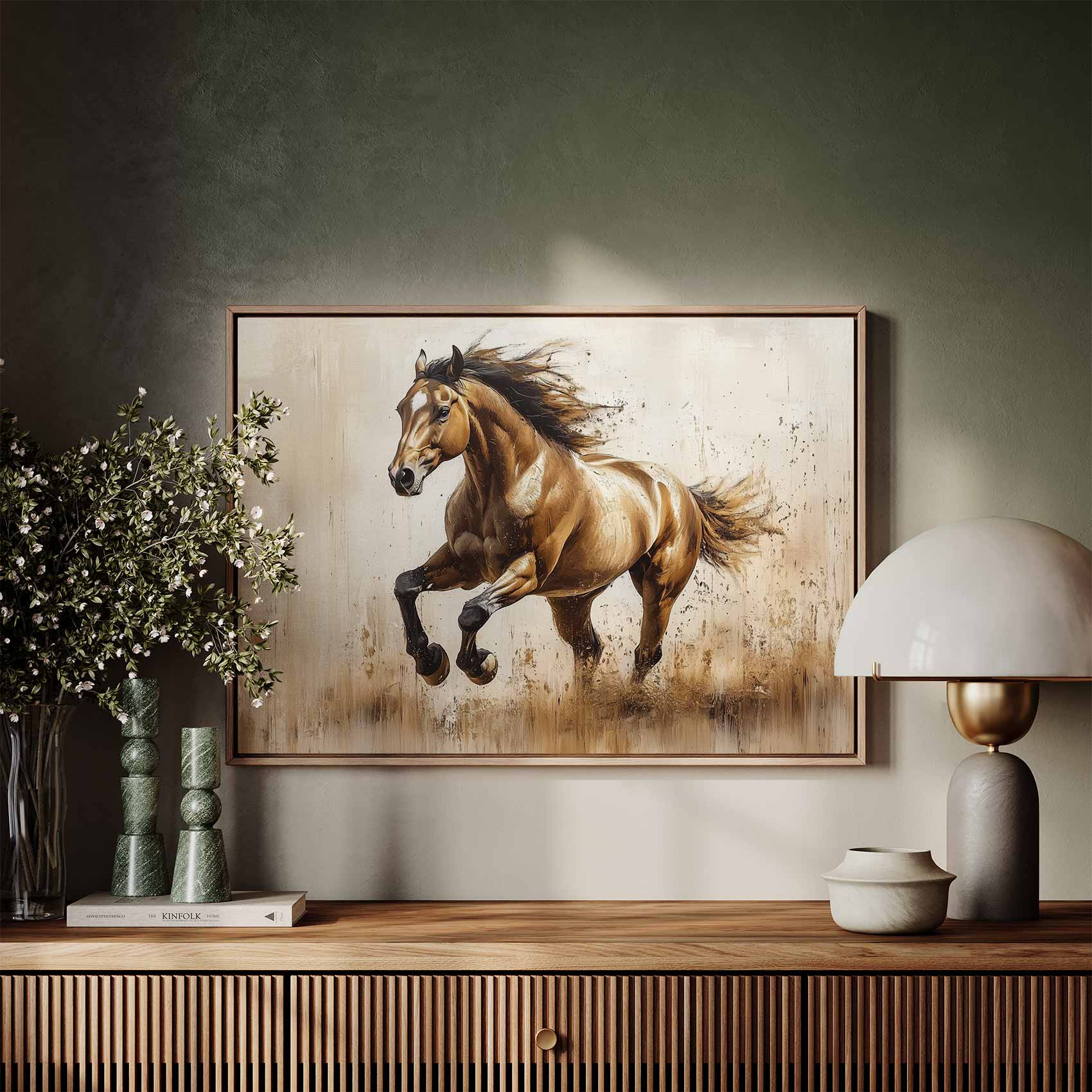 Levendige galopperende bruine paard - Afbeelding 7