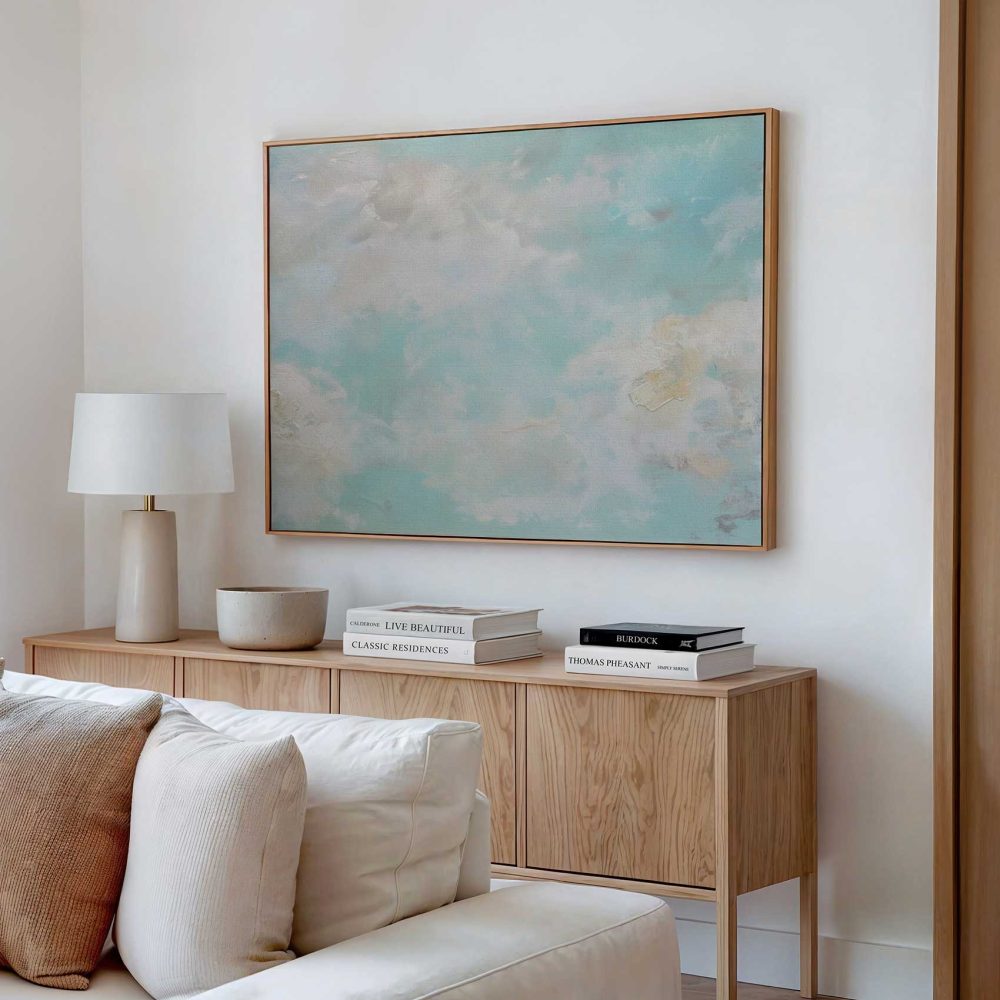 Alternative view of Dromerig blauw wolken schilderij