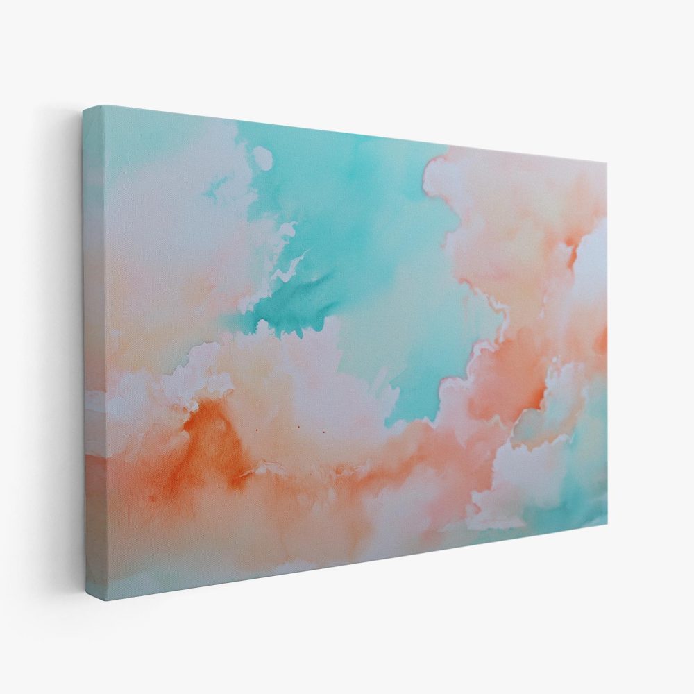 Abstract watercolor in blauw-roze