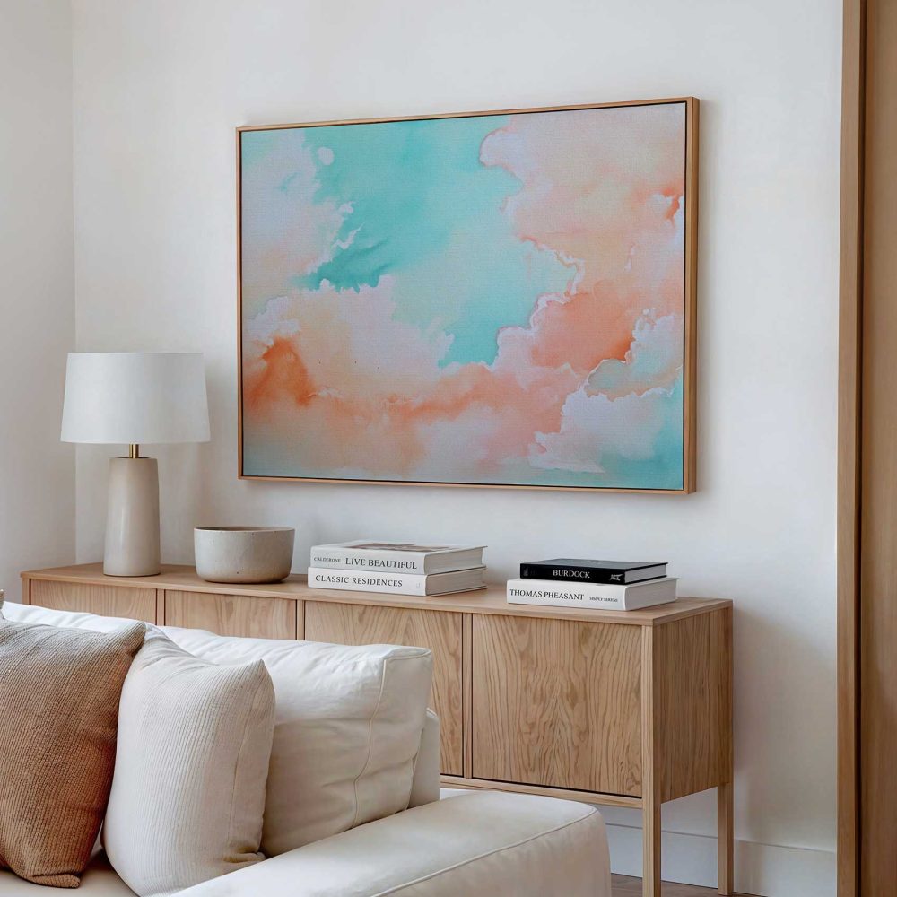 Alternative view of Abstract watercolor in blauw-roze