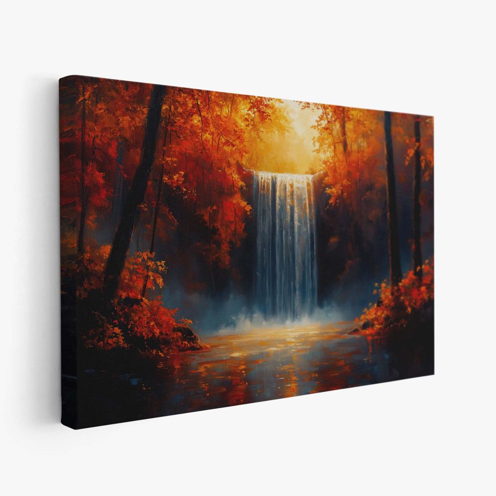 Rustige waterval in herfstbos