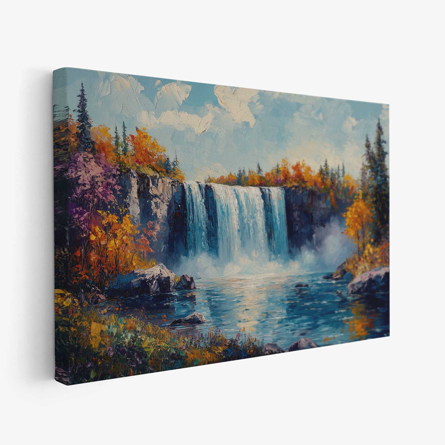 Levendig Watervalwoud Schilderij