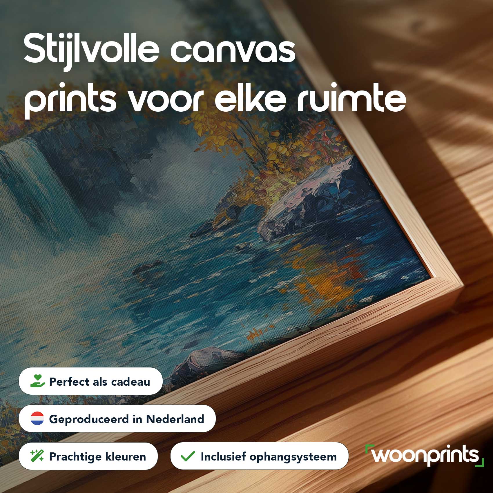 Levendig Watervalwoud Schilderij - Afbeelding 4