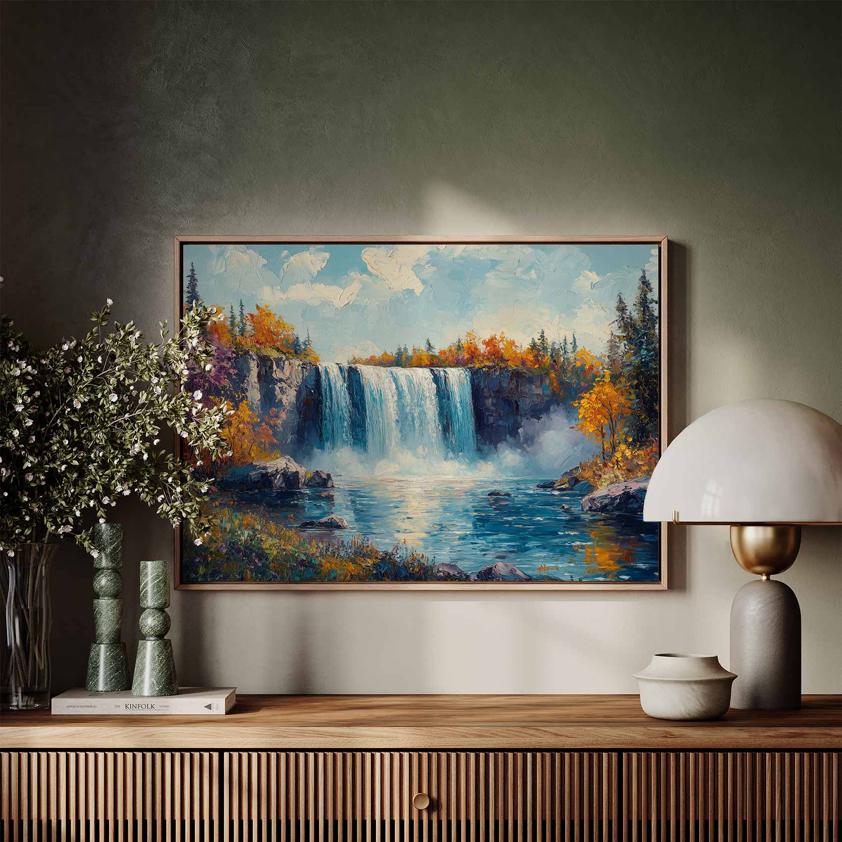 Levendig Watervalwoud Schilderij - Afbeelding 7