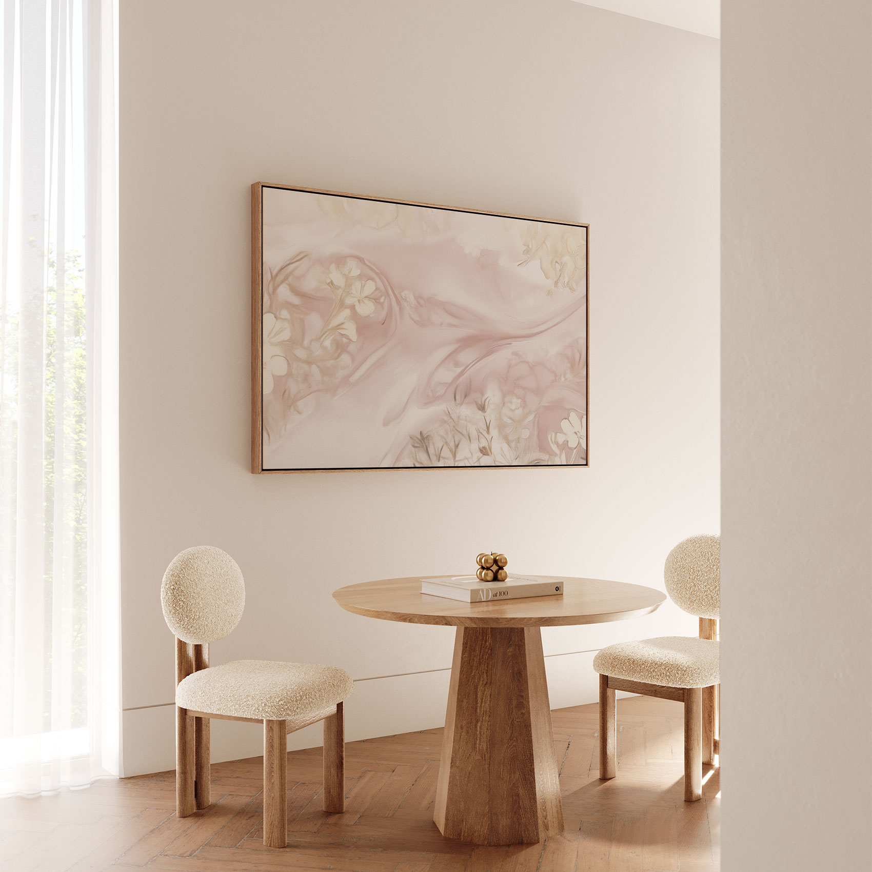 Pastel Roze Bloemen Abstract - Afbeelding 5