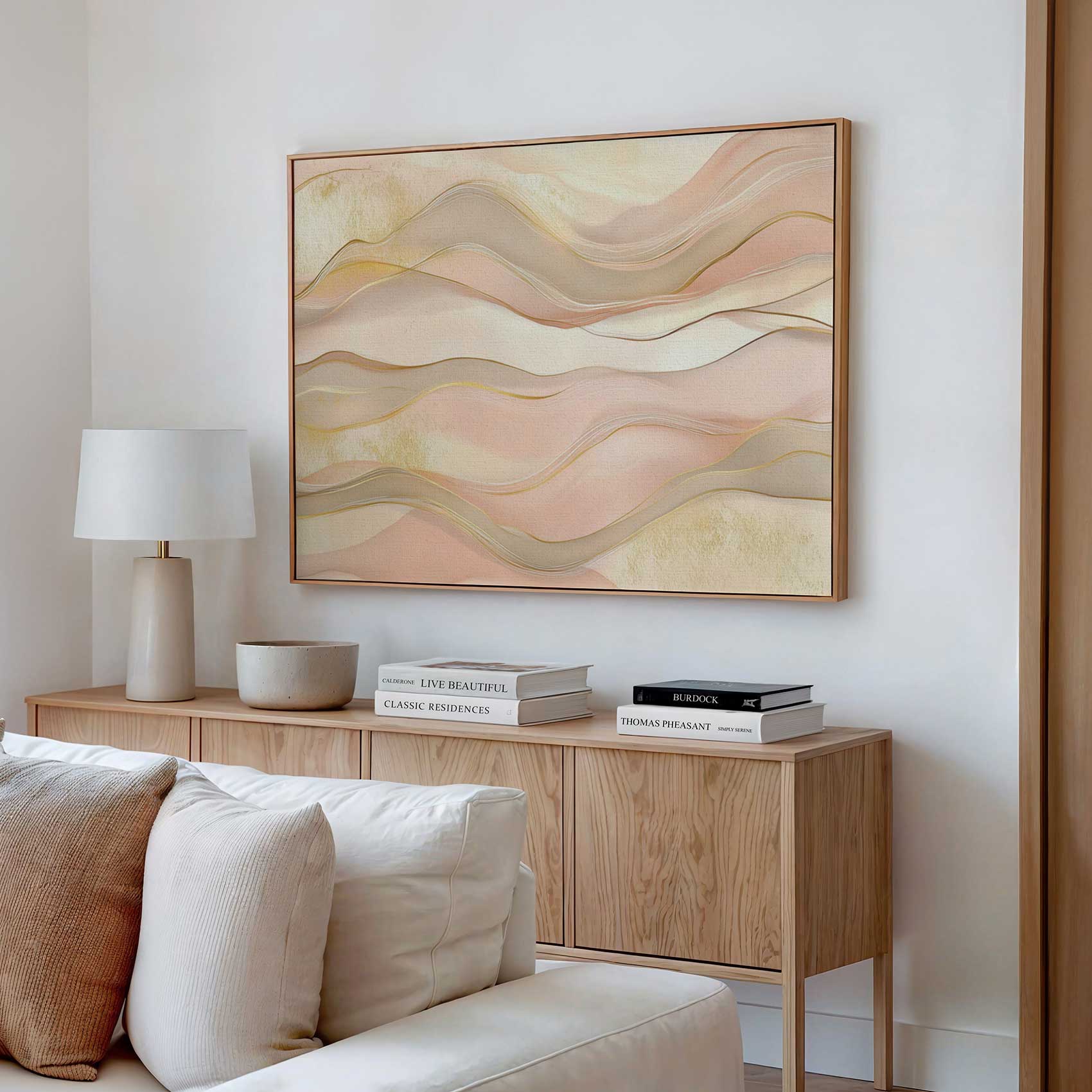 Abstracte roze-gouden golfdecoratie - Afbeelding 2