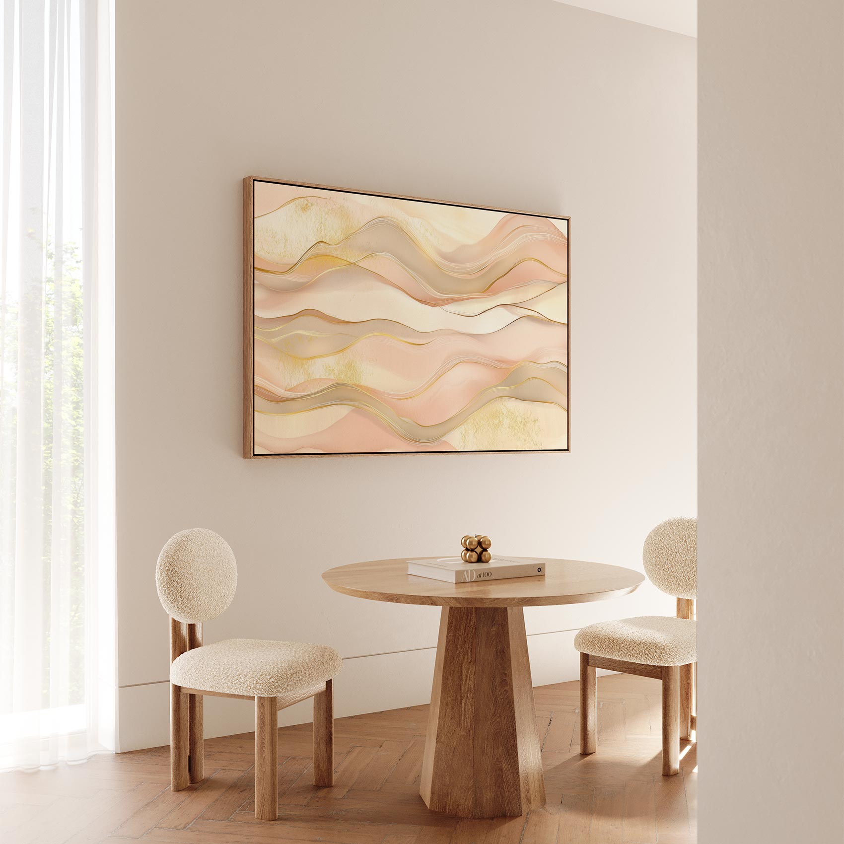 Abstracte roze-gouden golfdecoratie - Afbeelding 5