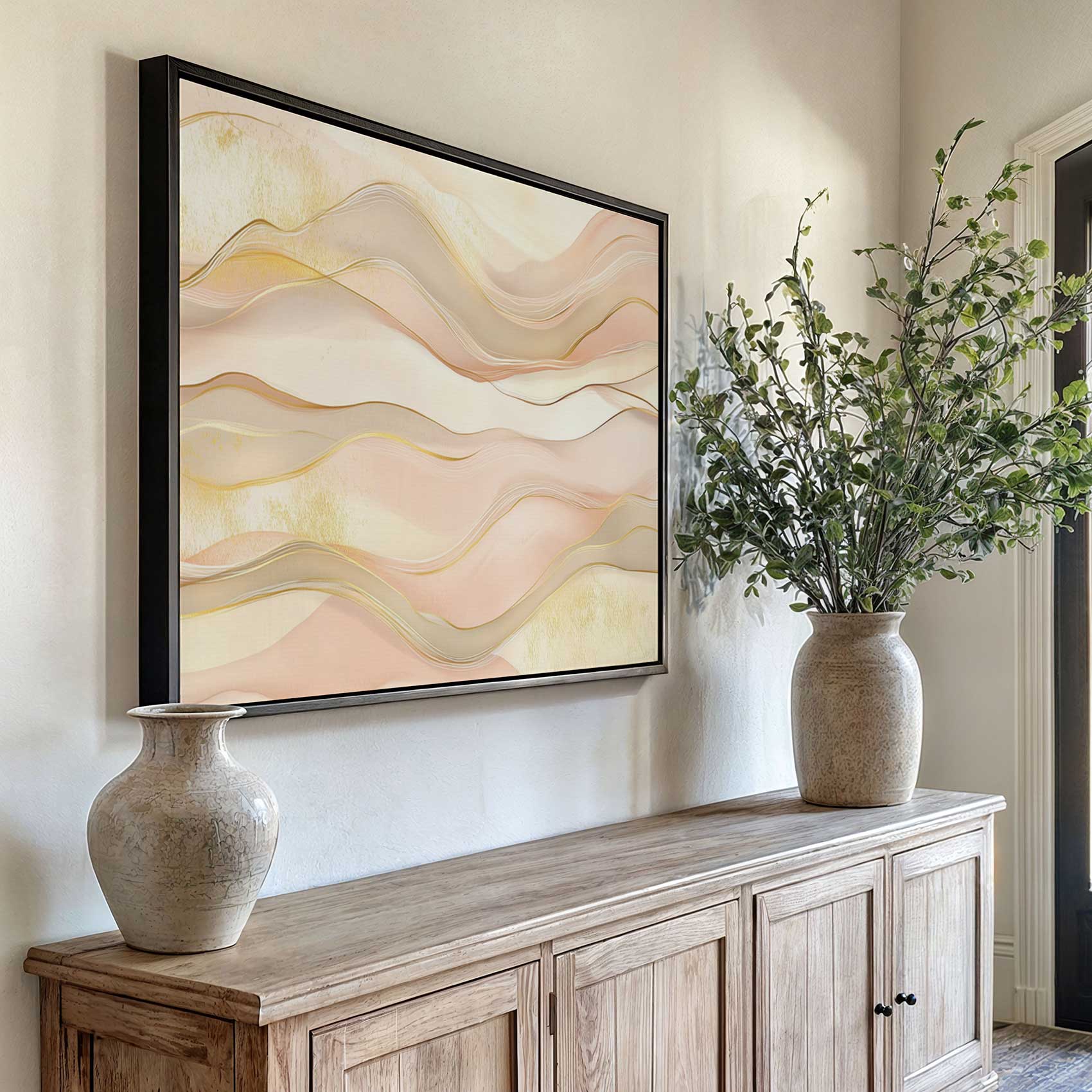 Abstracte roze-gouden golfdecoratie - Afbeelding 6