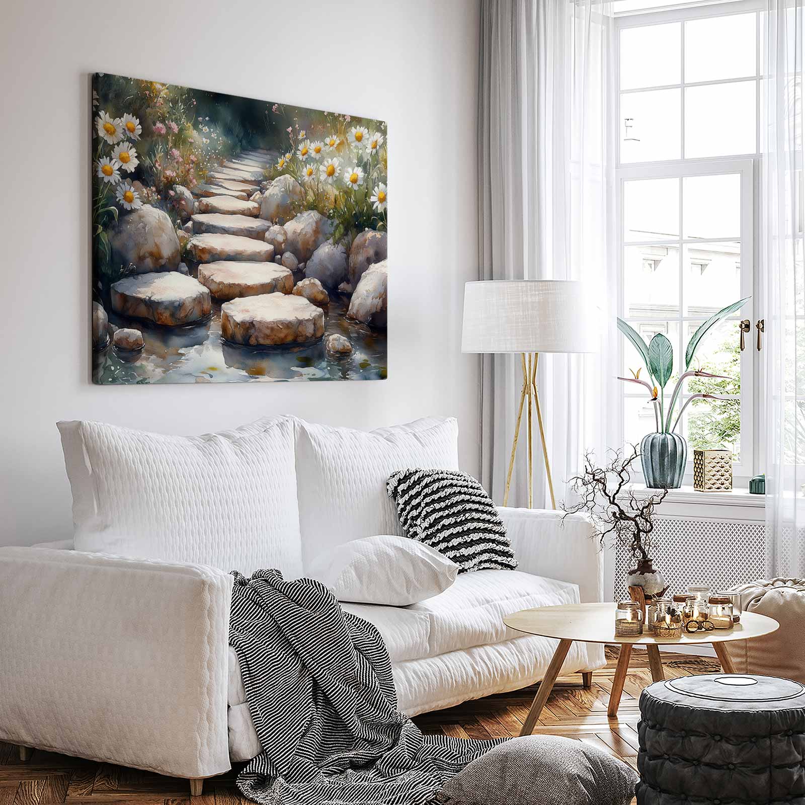 Rustige Tuin Waterverfschilderij - Afbeelding 3