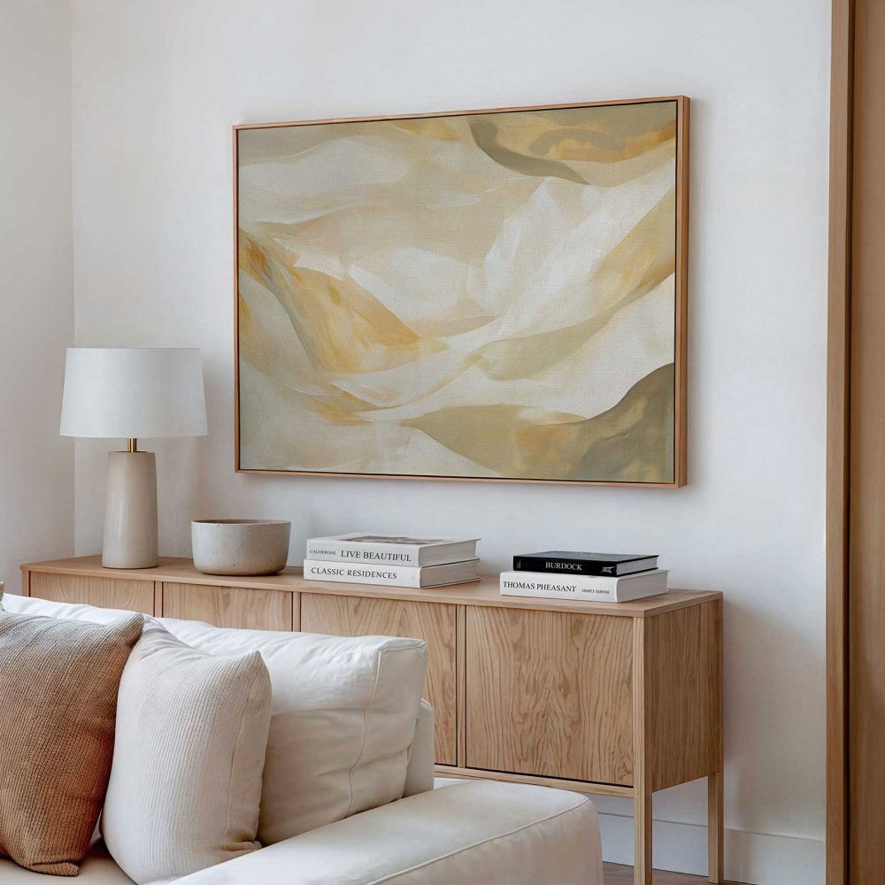 Alternative view of Abstract wit-geel harmonie schilderij