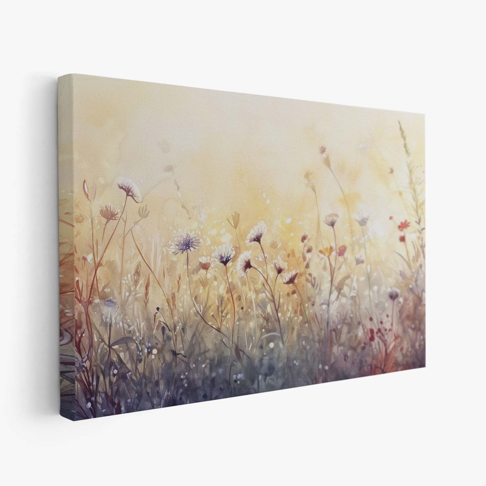 Rustig bloemenveld in waterverf