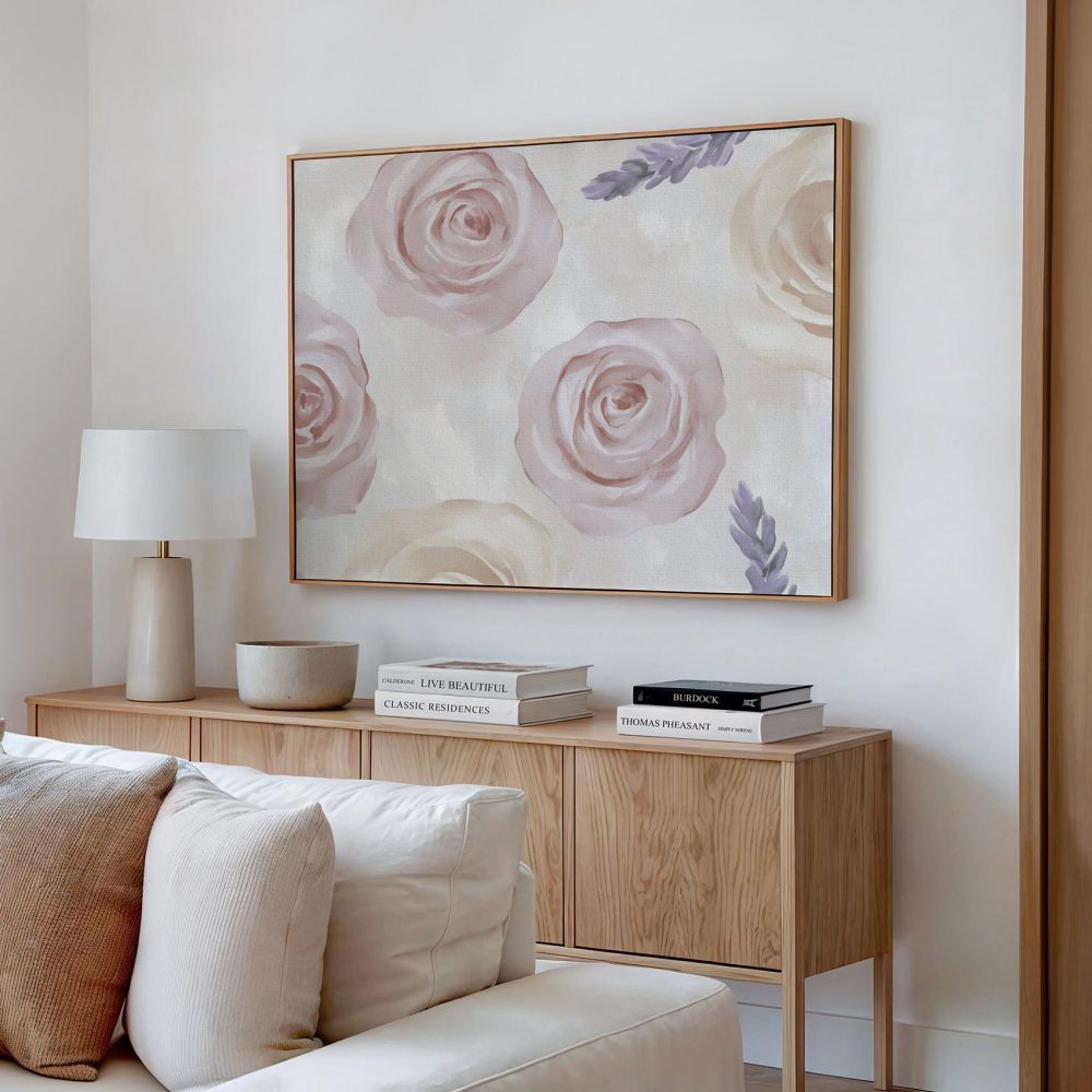 Alternative view of Zachtroze rozenpatroon op grijs