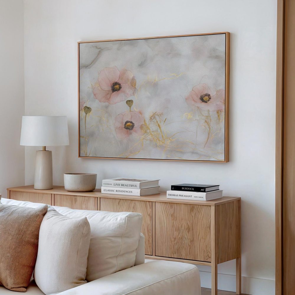 Alternative view of Roze bloemen met gouden stelen