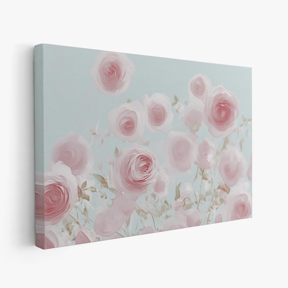 Roze rozenveld in bloei