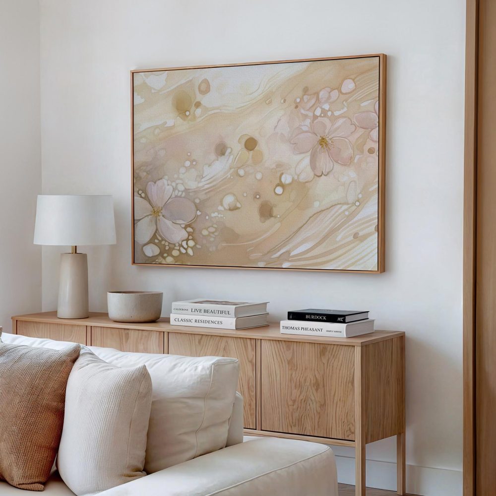 Alternative view of Abstracte Roze Bloemen Schilderij