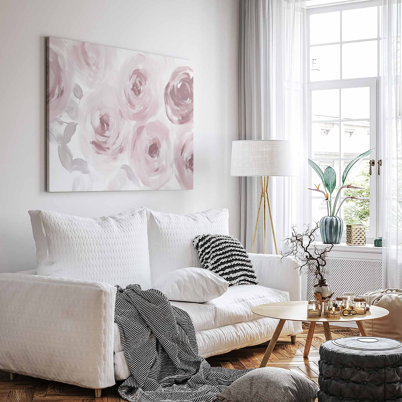 Roze-witte abstracte rozen - Afbeelding 2