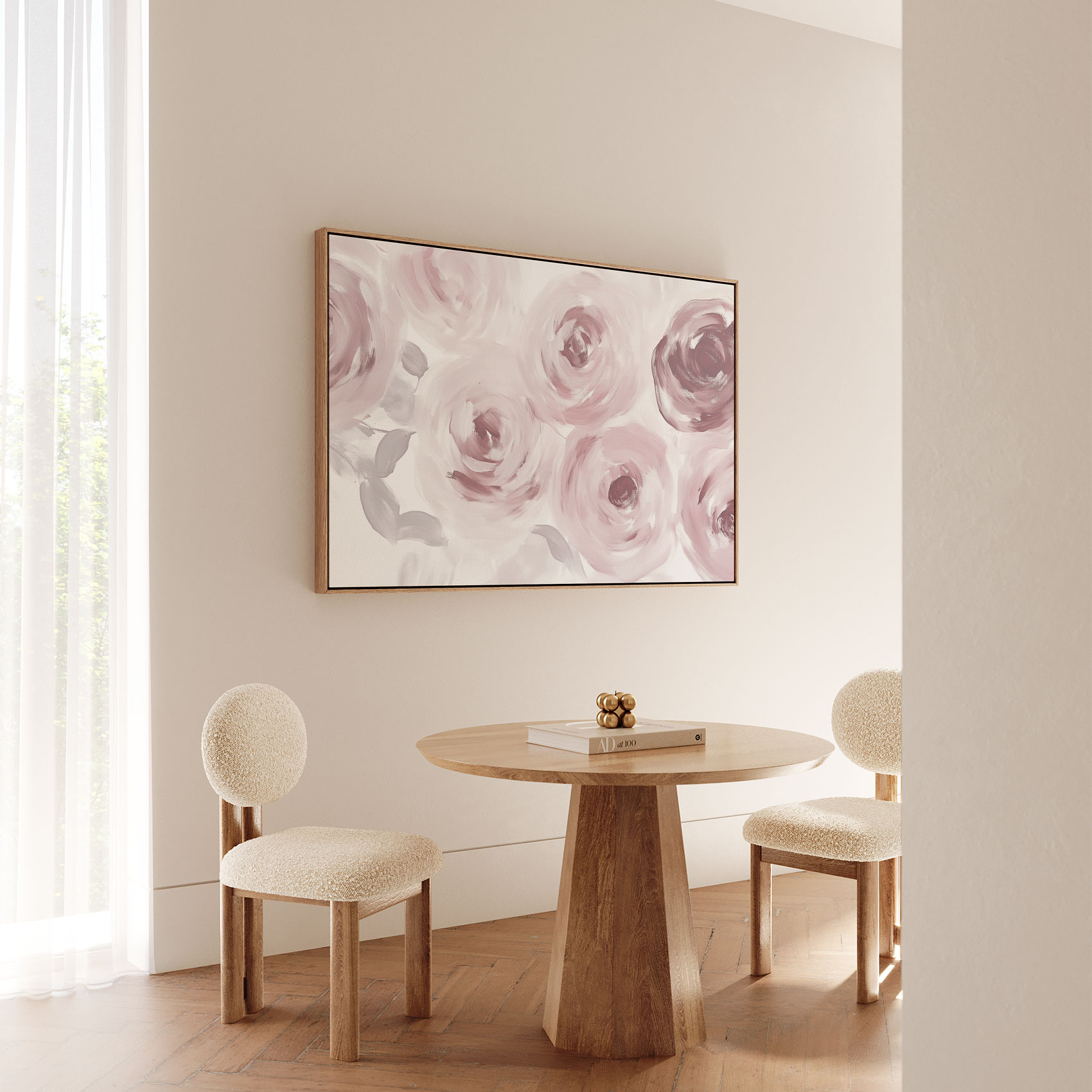 Roze-witte abstracte rozen - Afbeelding 4