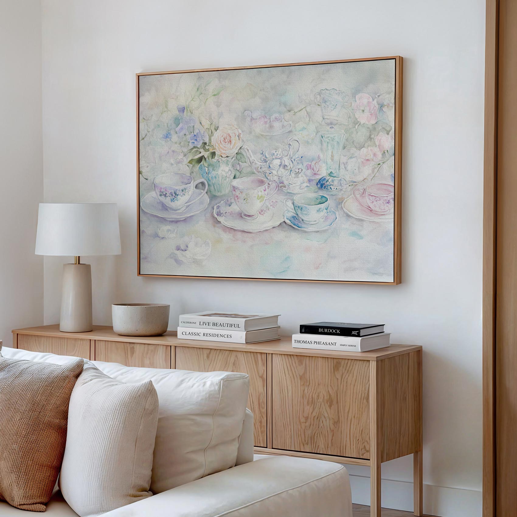 Pastel theeservies bloemtafereel - Afbeelding 2