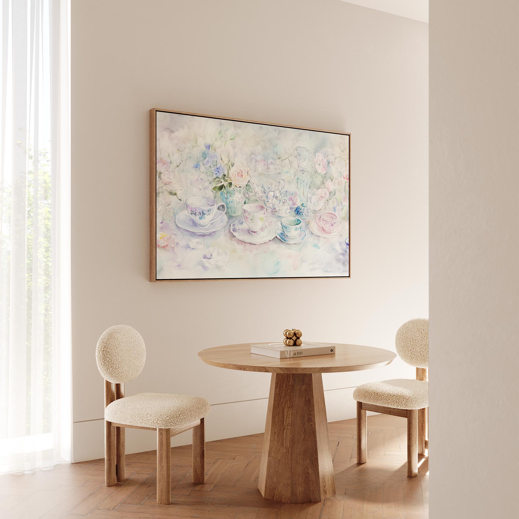 Pastel theeservies bloemtafereel - Afbeelding 5