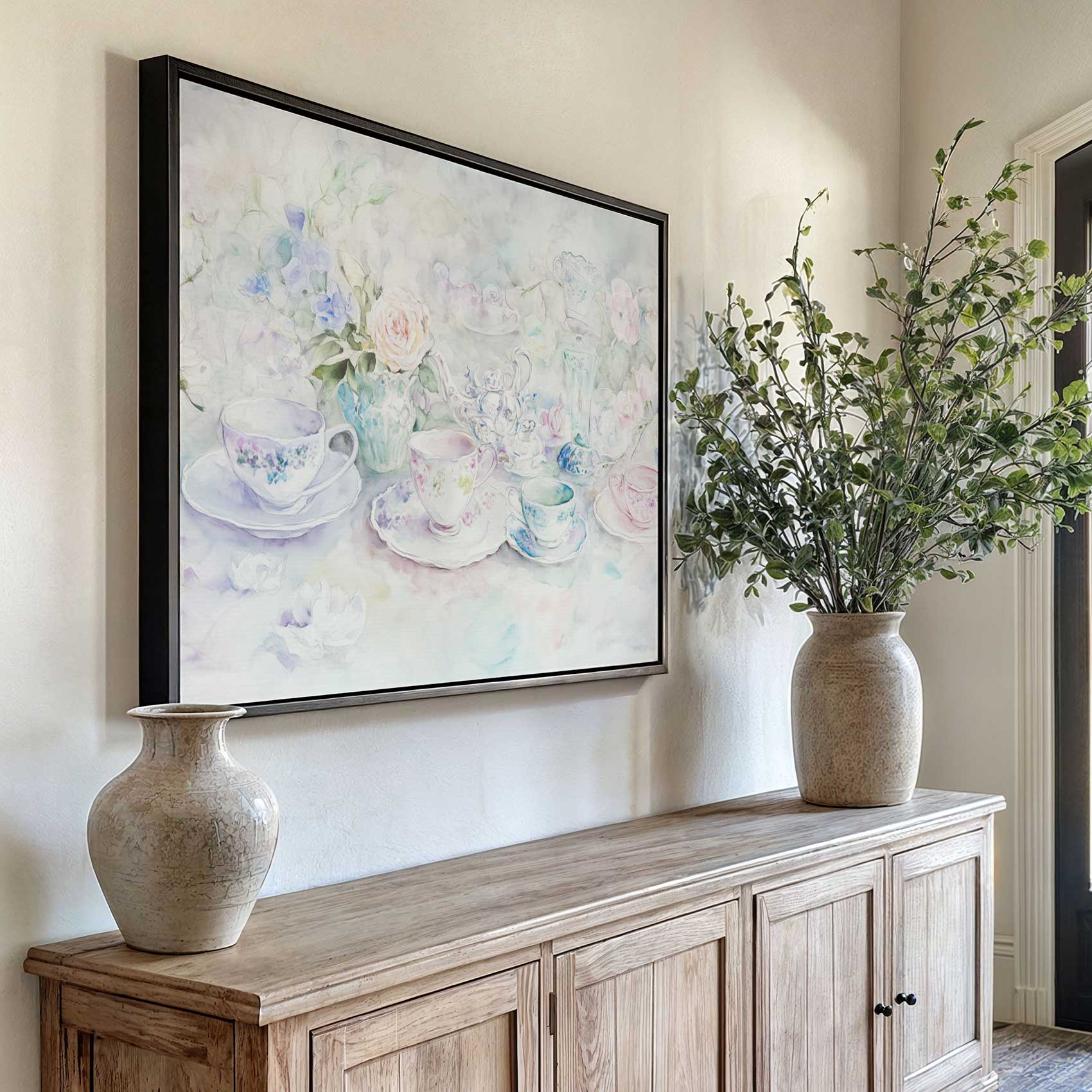 Pastel theeservies bloemtafereel - Afbeelding 6